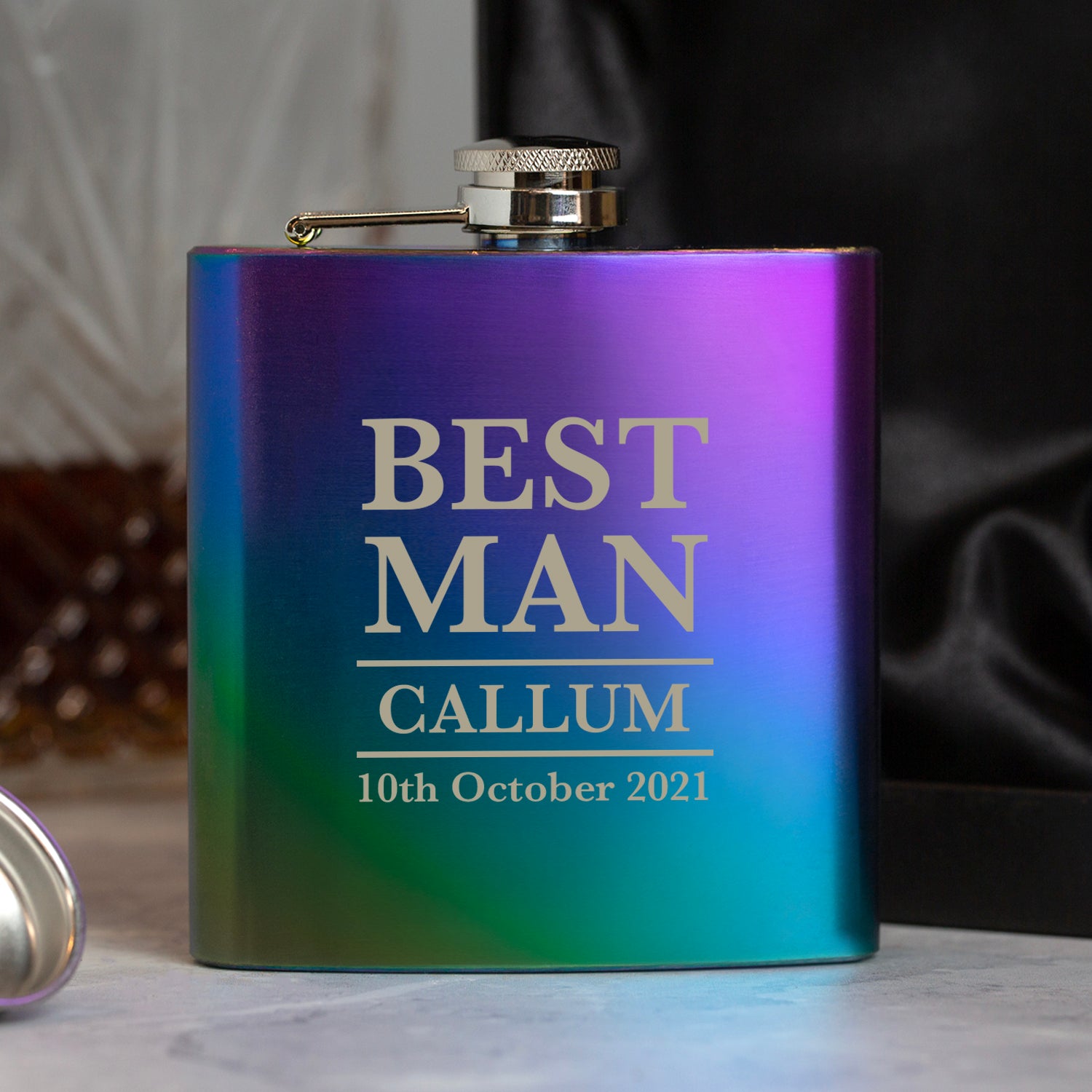 Personalised 6oz Rainbow Best Man Wedding Hip Flask - Hip Flasks