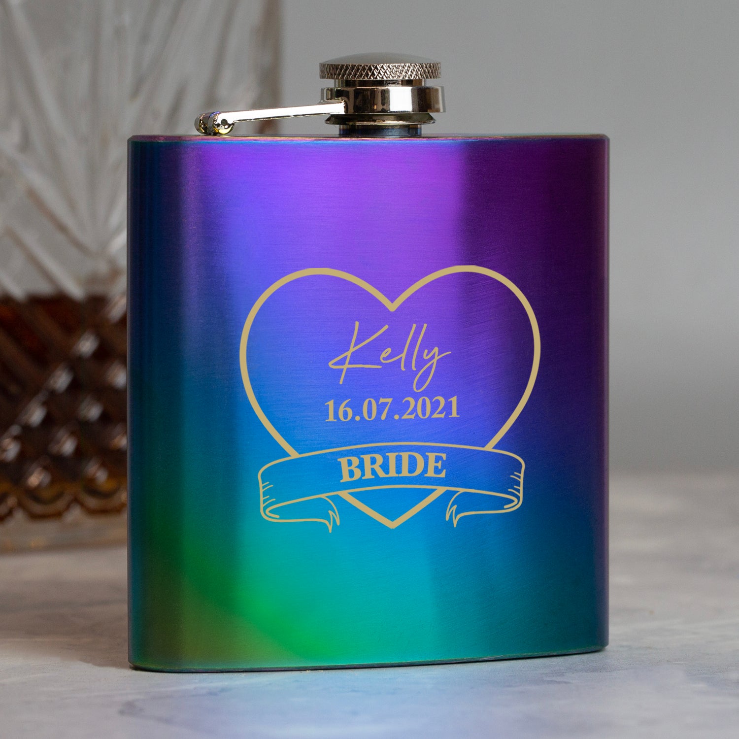 Personalised 6oz Rainbow Bride Hip Flask - Hip Flasks