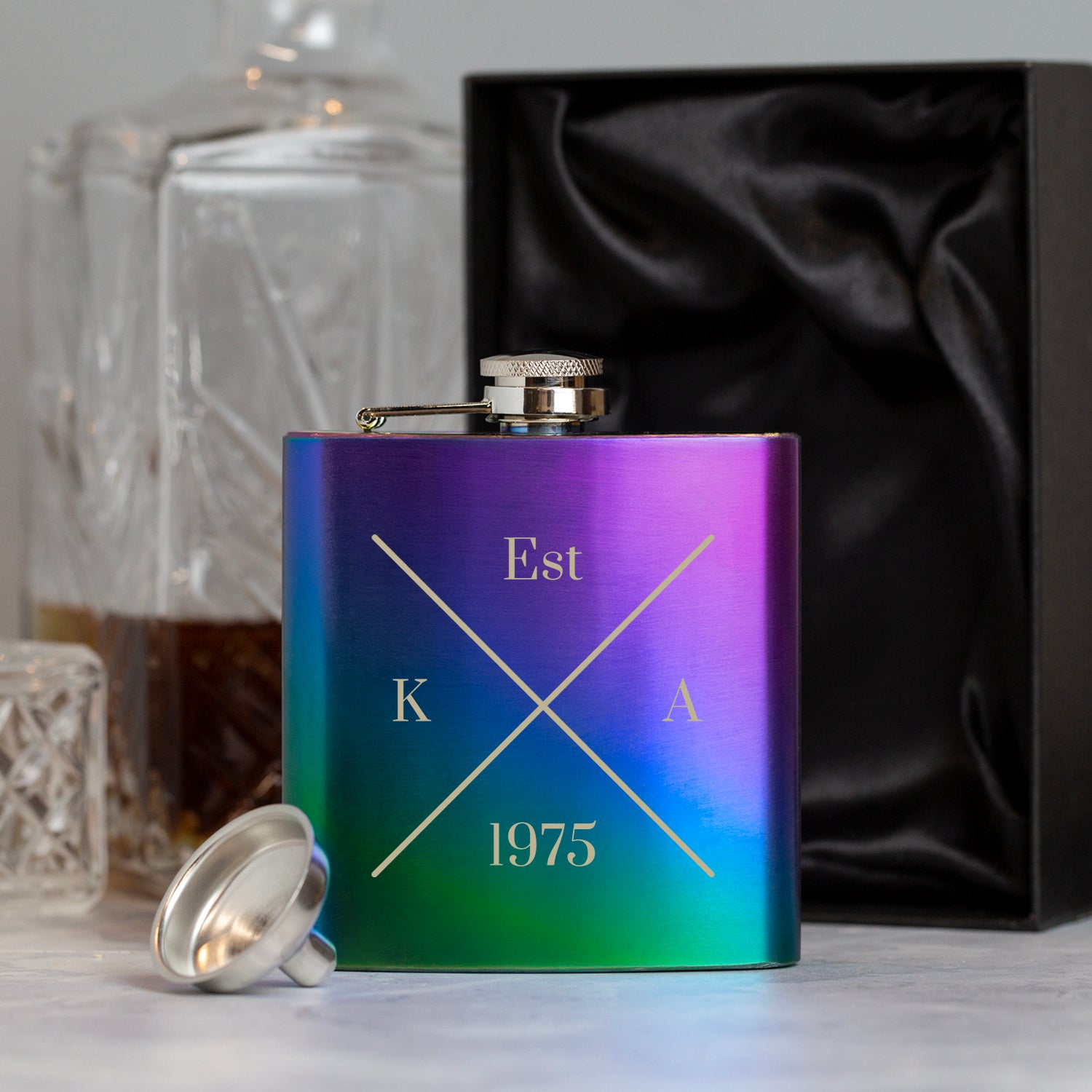 Personalised 6oz Rainbow Established Hip Flask - Hip Flasks