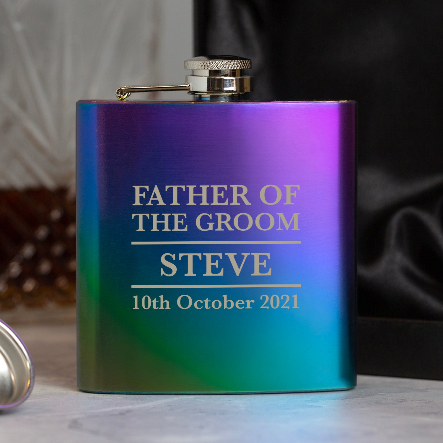 Personalised 6oz Rainbow Father Of The Groom Wedding Hip Flask - Hip Flasks