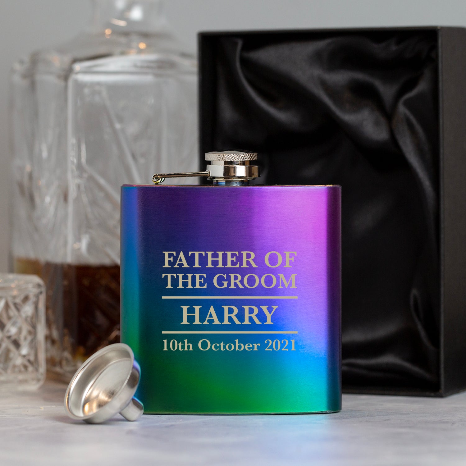 Personalised 6oz Rainbow Father Of The Groom Wedding Hip Flask - Hip Flasks