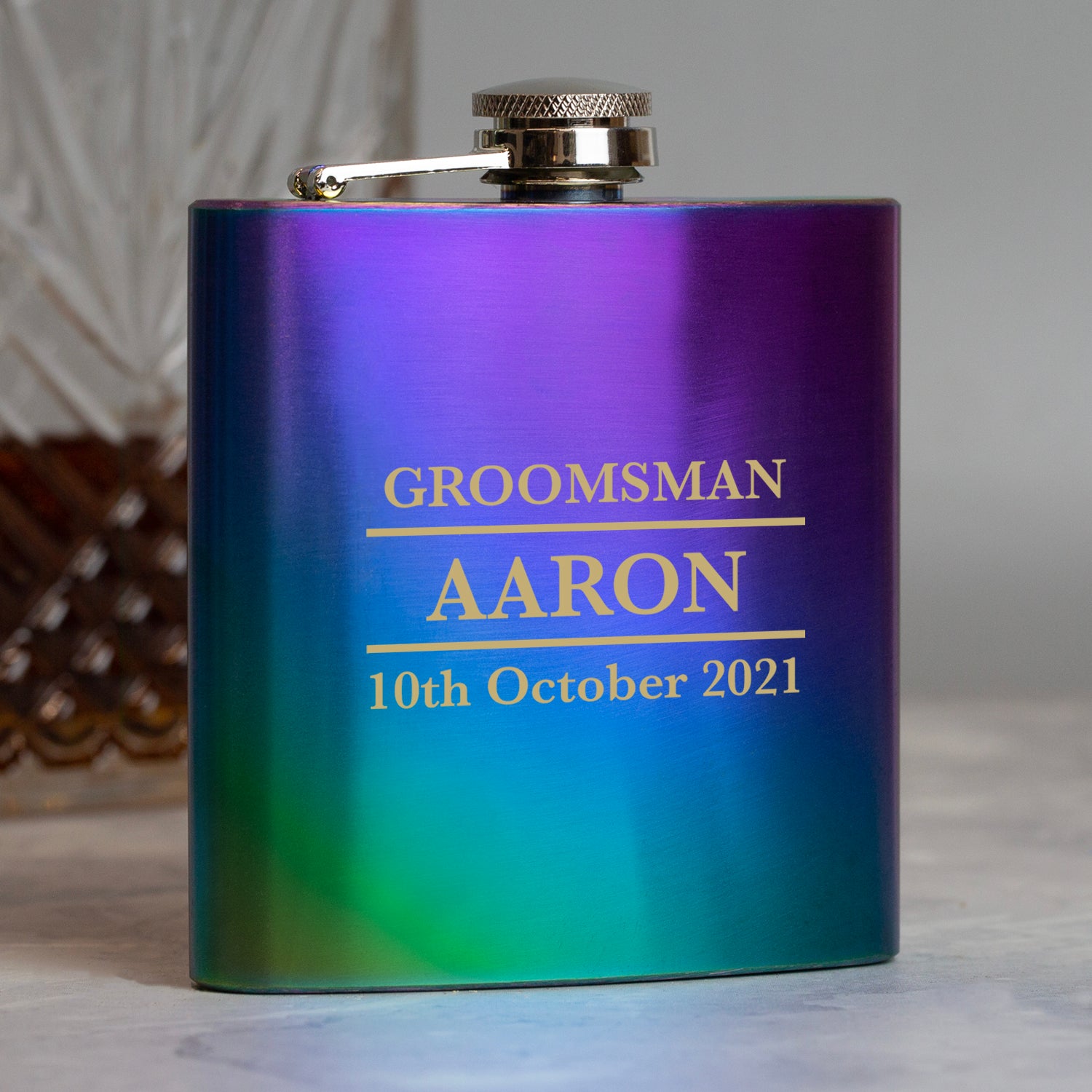 Personalised 6oz Rainbow Groomsman Wedding Hip Flask - Hip Flasks