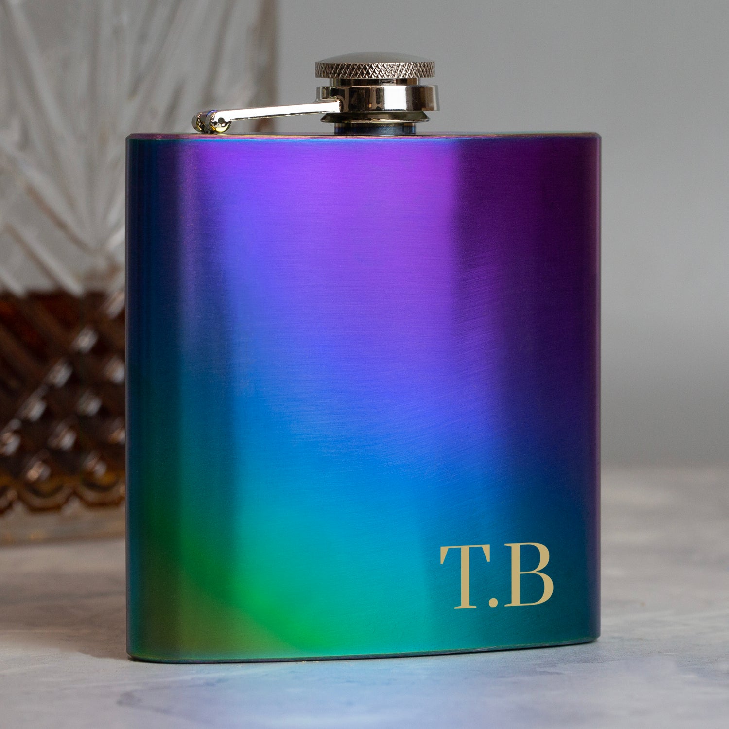 Personalised 6oz Rainbow Initials Hip Flask - Hip Flasks