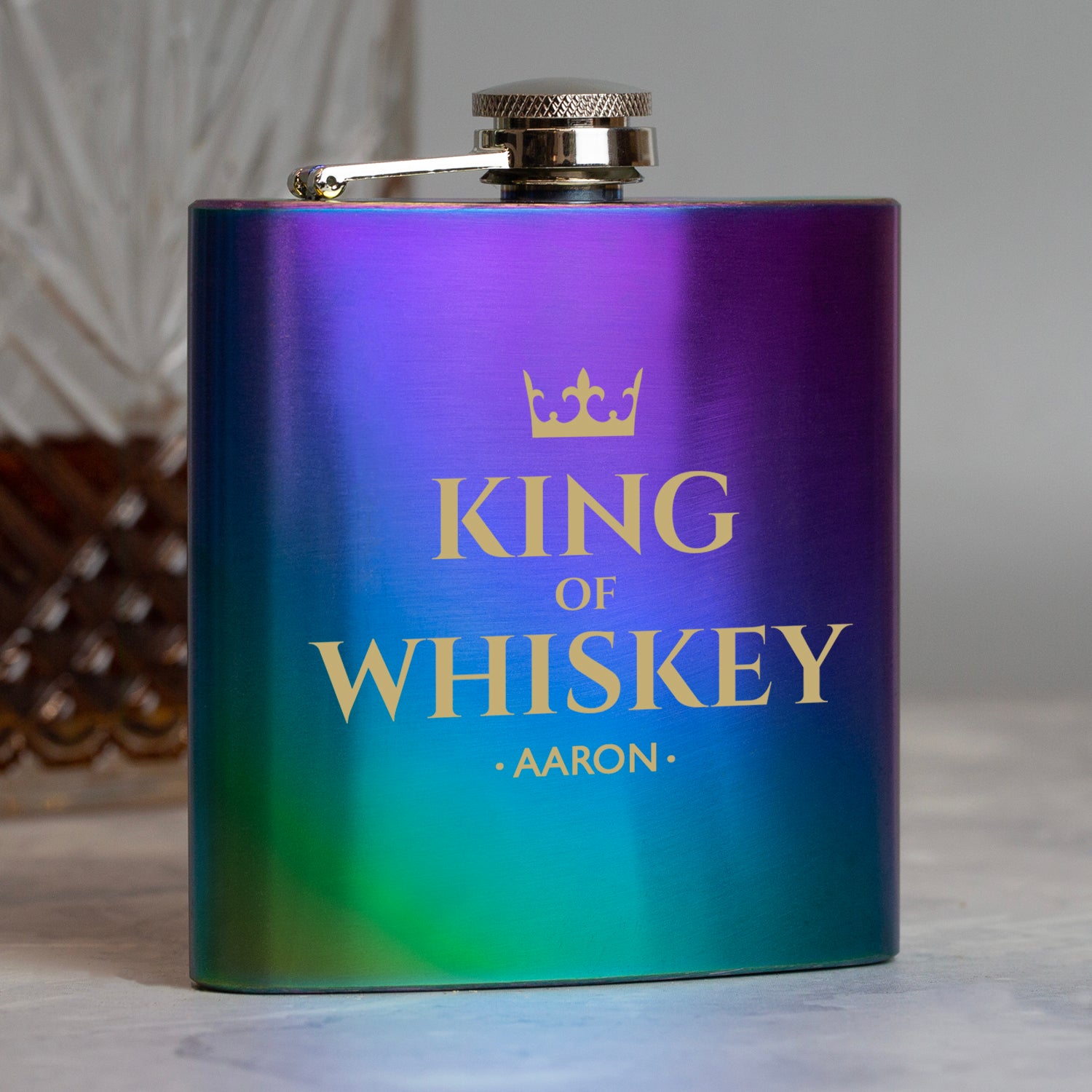 Personalised 6oz Rainbow King Of Hip Flask - Hip Flasks