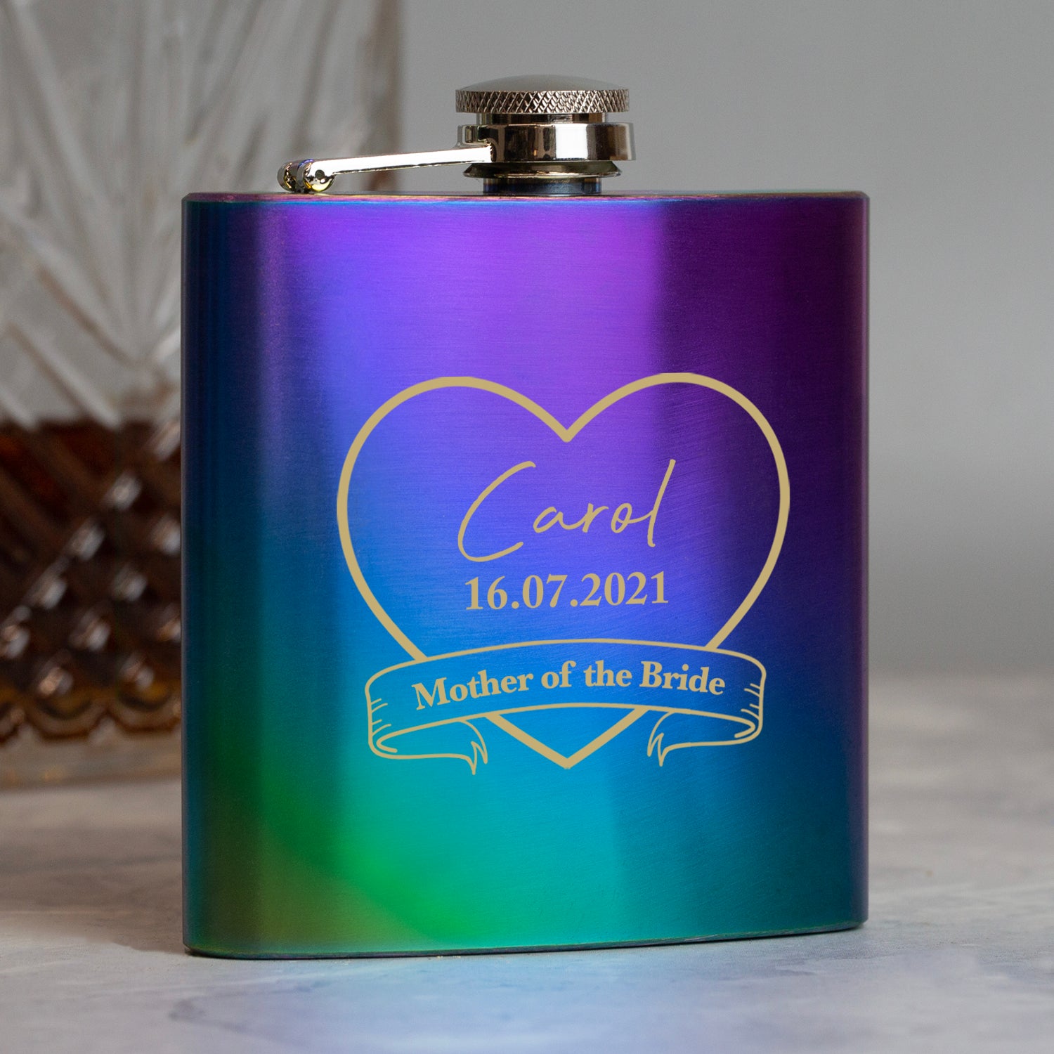 Personalised 6oz Rainbow Mother Of The Bride Hip Flask - Hip Flasks