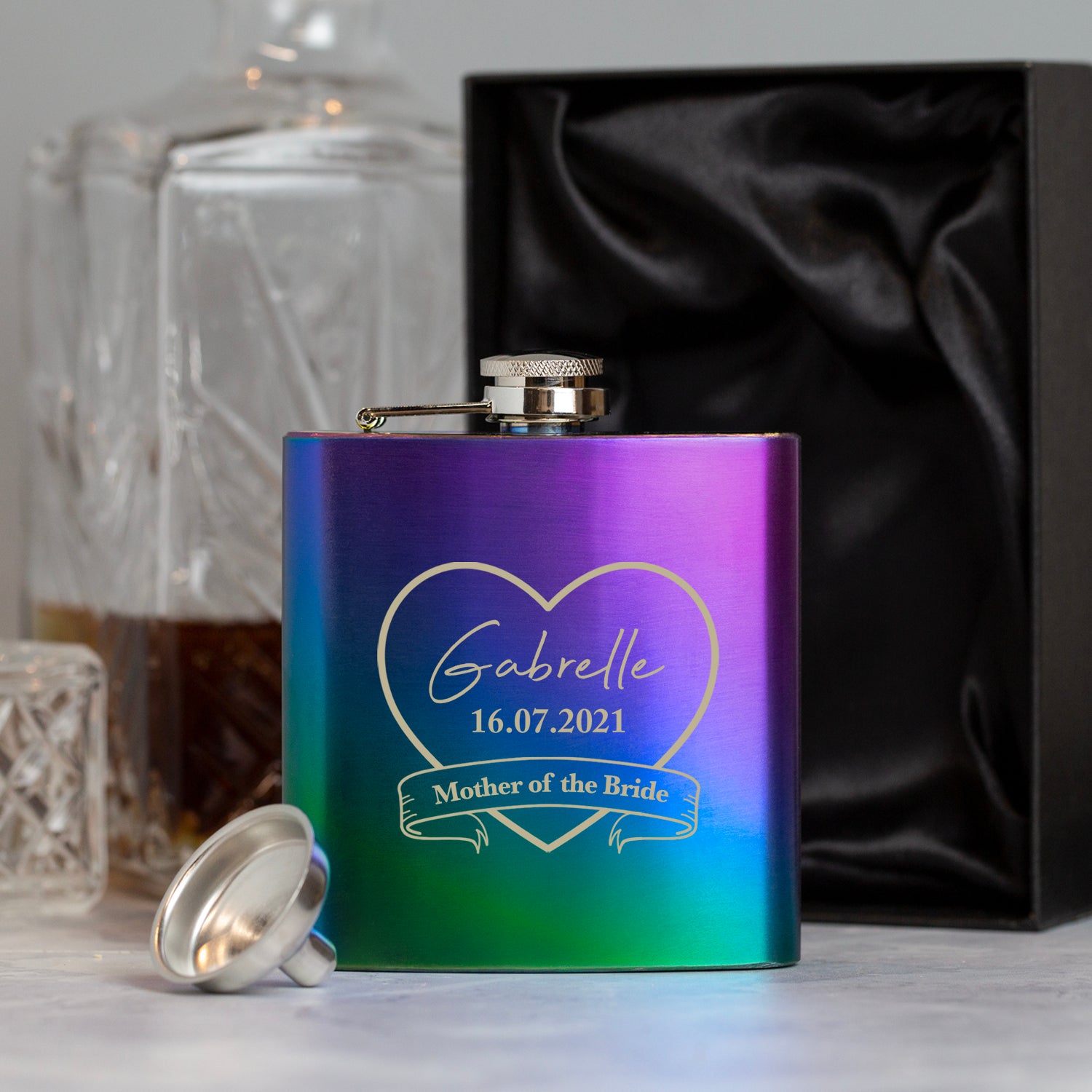 Personalised 6oz Rainbow Mother Of The Bride Hip Flask - Hip Flasks