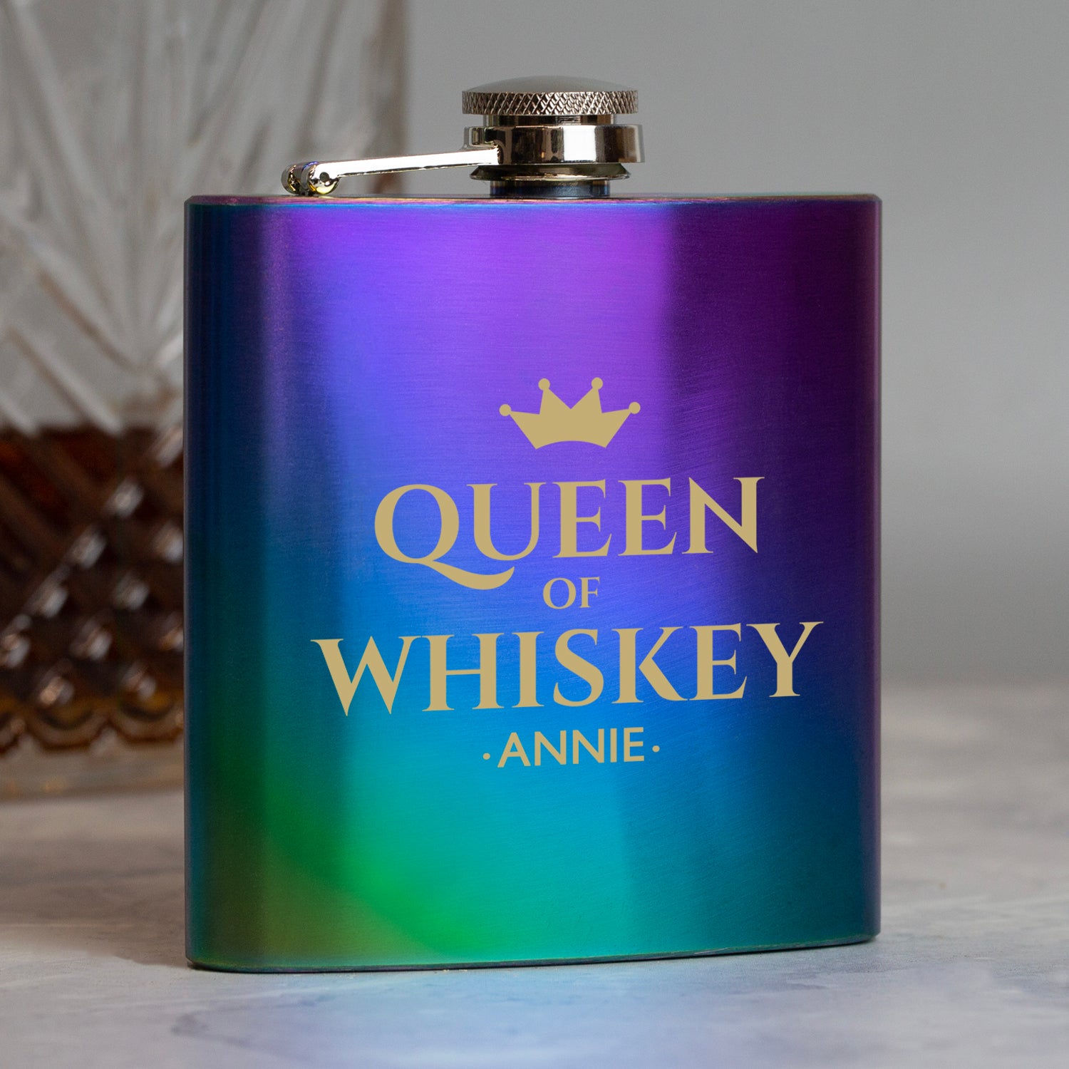 Personalised 6oz Rainbow Queen Of Hip Flask - Hip Flasks