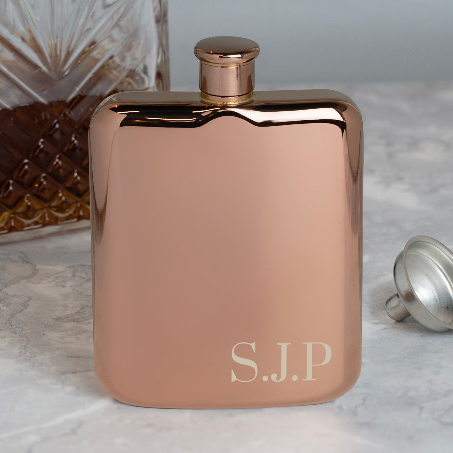 Personalised 6oz Rose Gold Initials Hip Flask - Hip Flasks