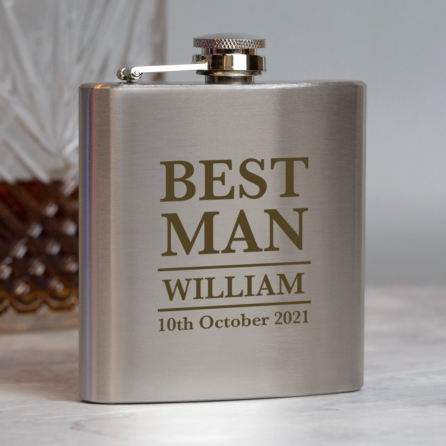 Personalised 6oz Silver Best Man Wedding Hip Flask - Hip Flasks