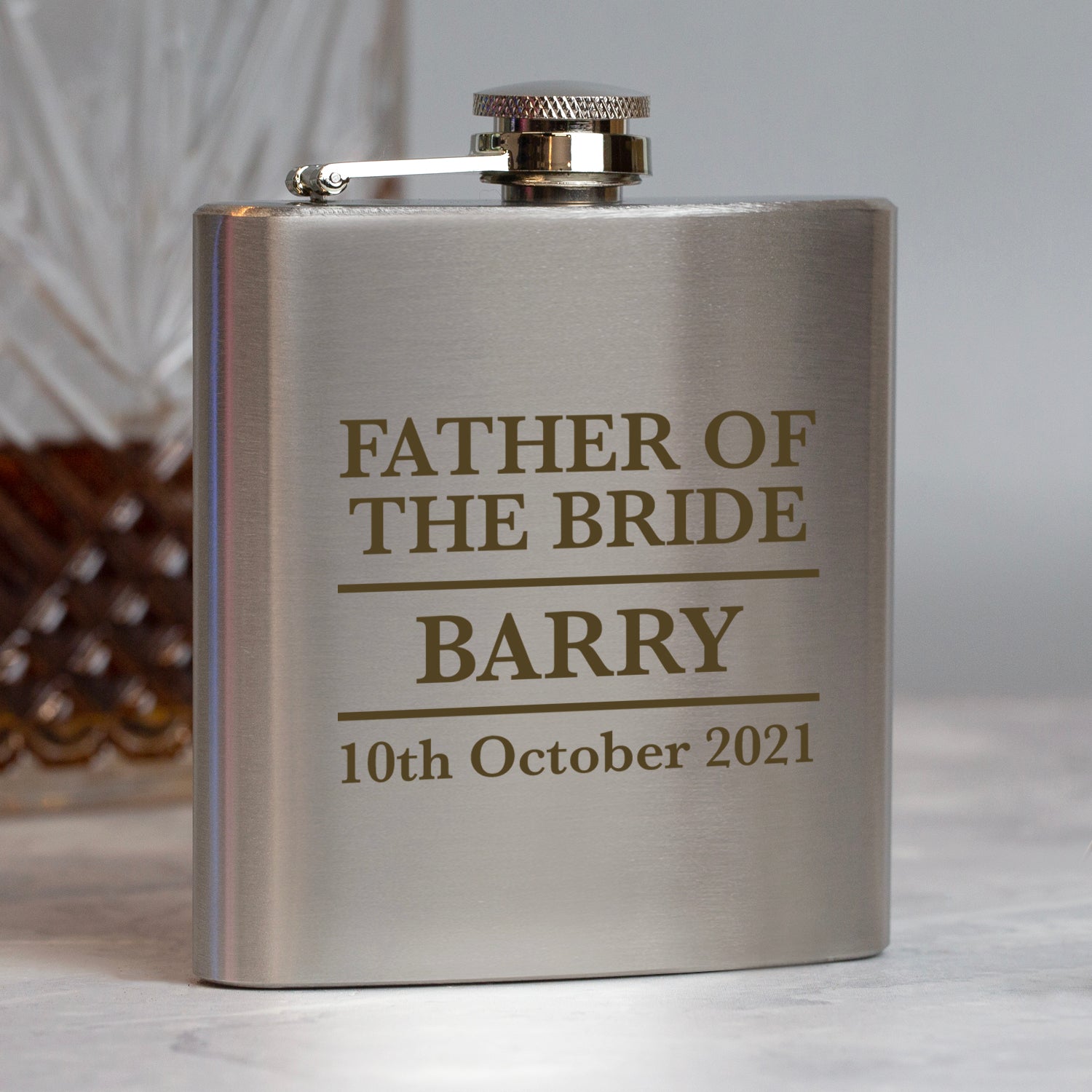 Personalised 6oz Silver Father Of The Bride Wedding Hip Flask - Hip Flasks