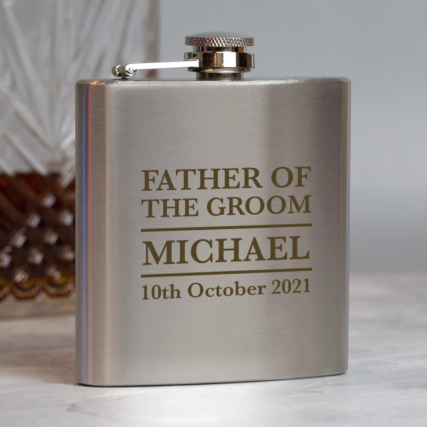 Personalised 6oz Silver Father Of The Groom Wedding Hip Flask - Hip Flasks
