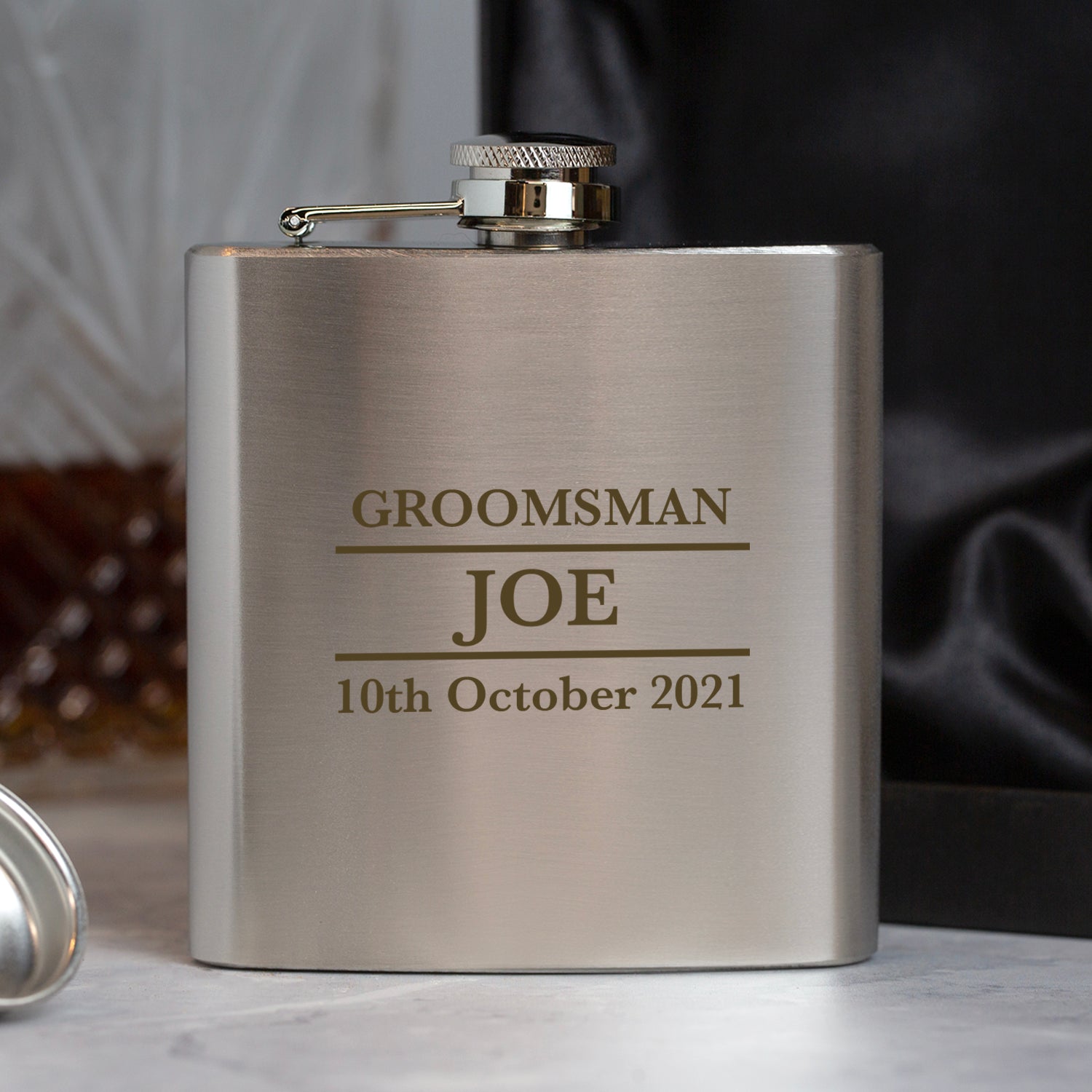 Personalised 6oz Silver Groomsman Wedding Hip Flask - Hip Flasks