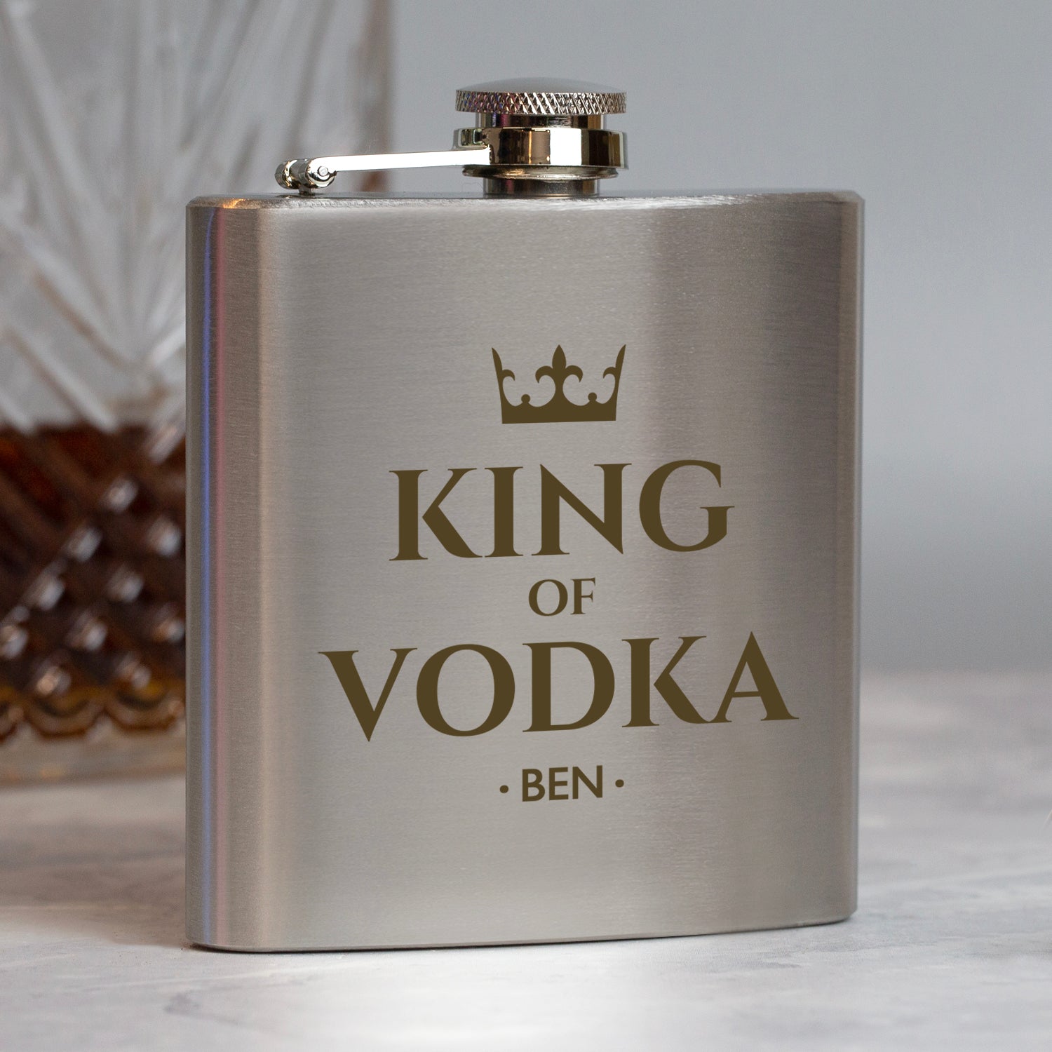 Personalised 6oz Silver King Of Hip Flask - Hip Flasks