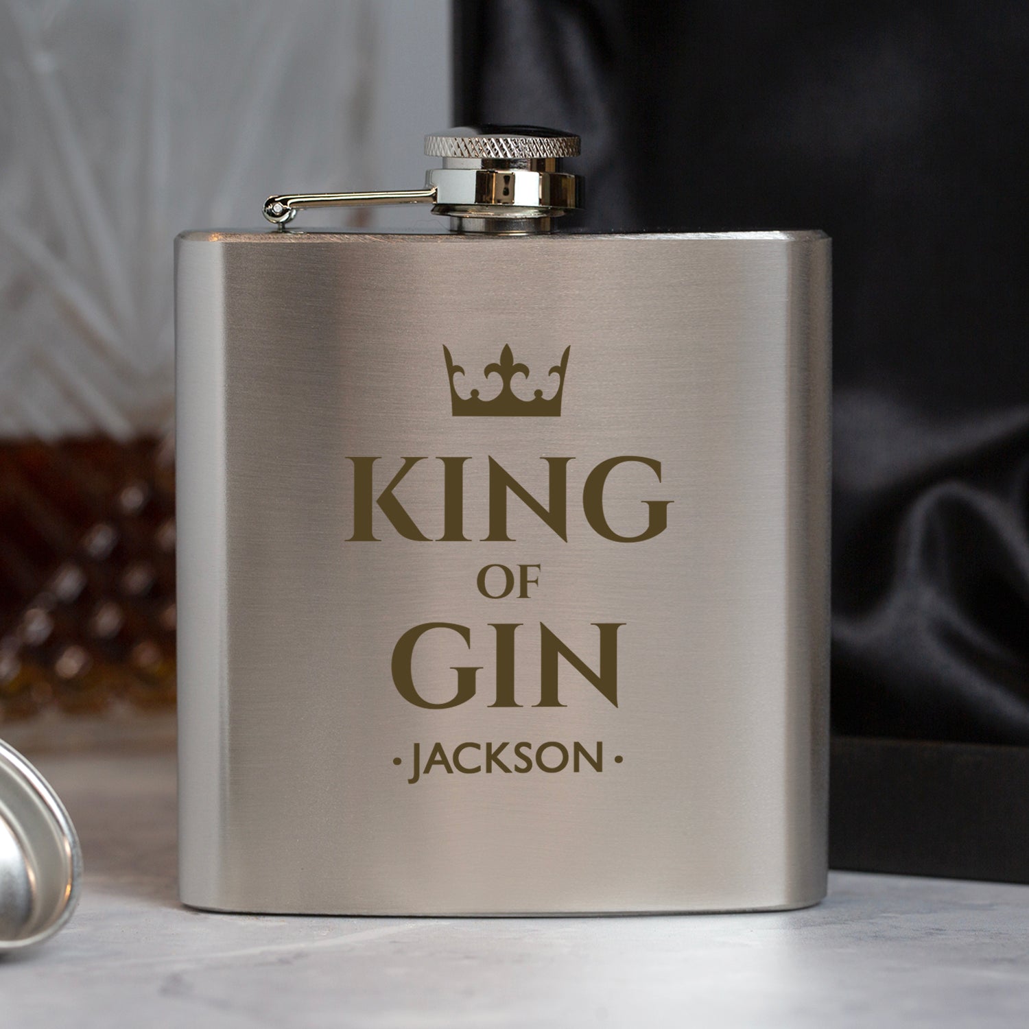 Personalised 6oz Silver King Of Hip Flask - Hip Flasks