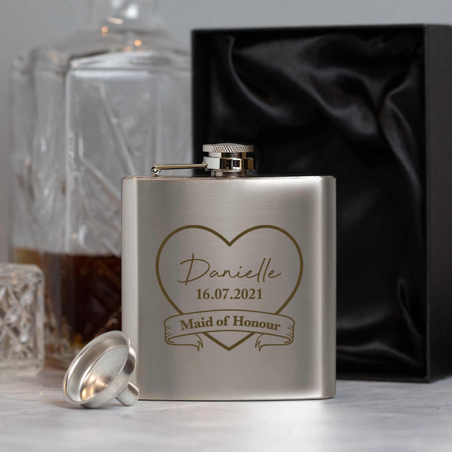 Personalised 6oz Silver Maid Of Honour Hip Flask - Hip Flasks