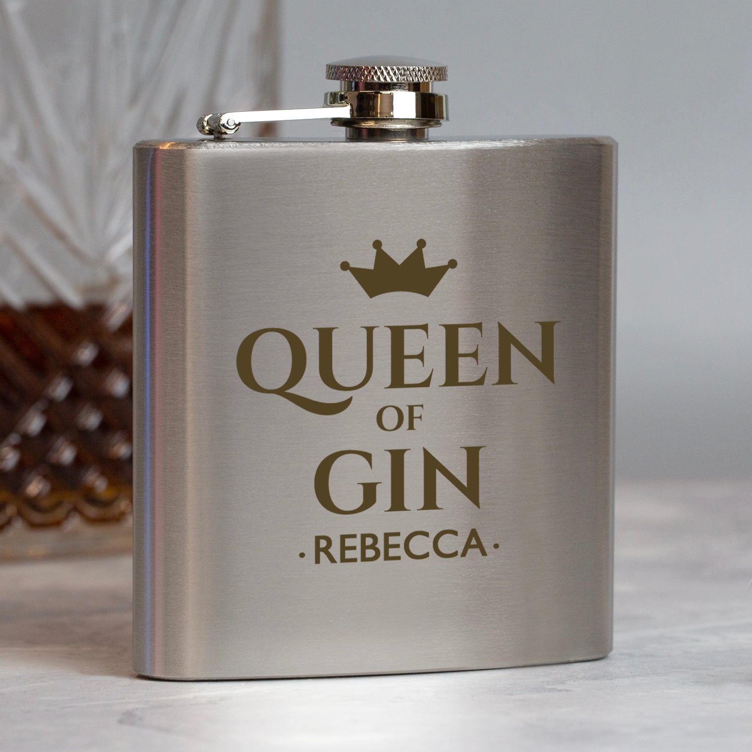 Personalised 6oz Silver Queen Of Hip Flask - Hip Flasks
