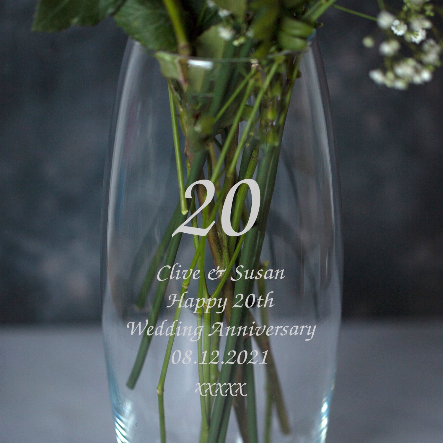 Personalised 20 Years Glass Bullet Vase - Bullet Vase