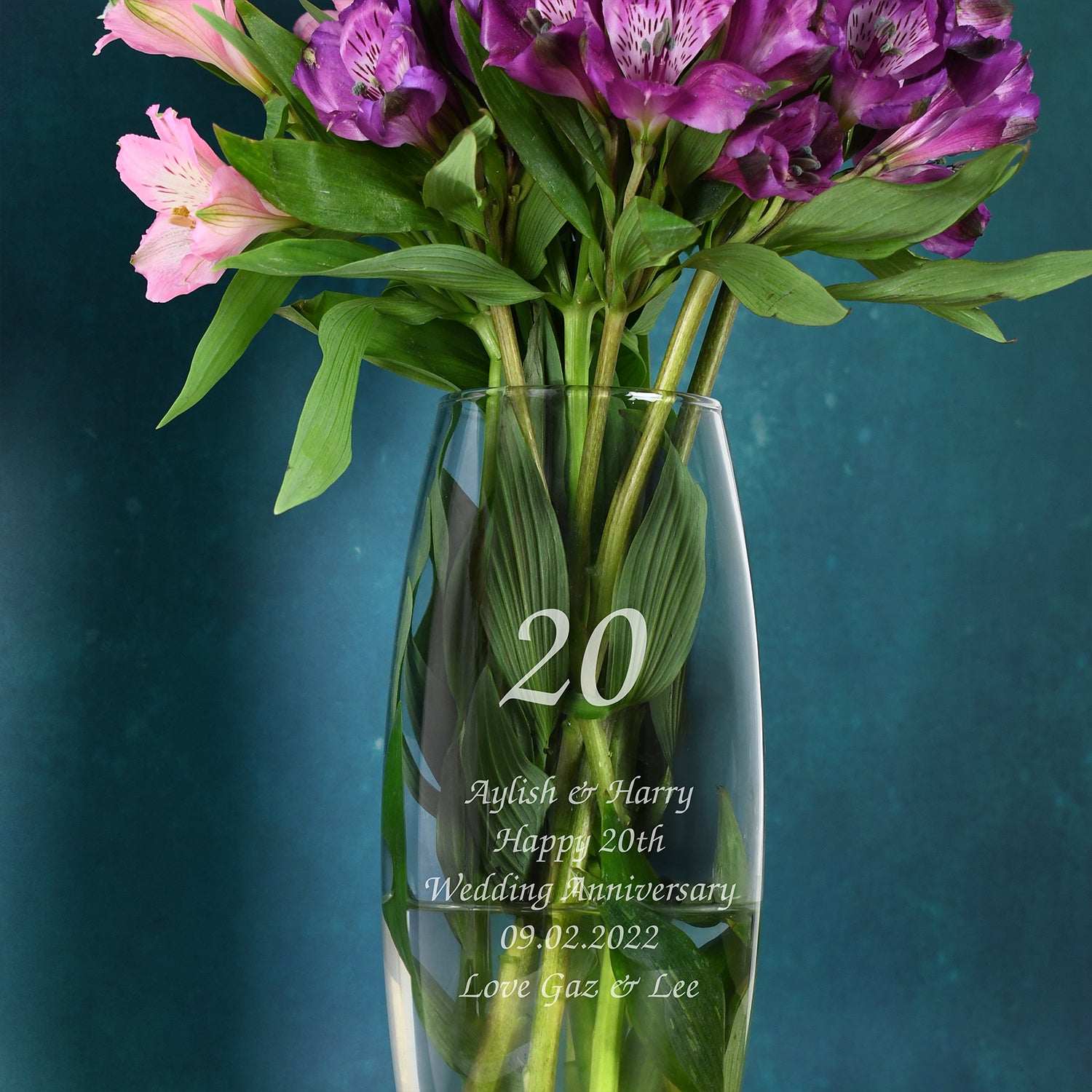 Personalised 20 Years Glass Bullet Vase - Bullet Vase