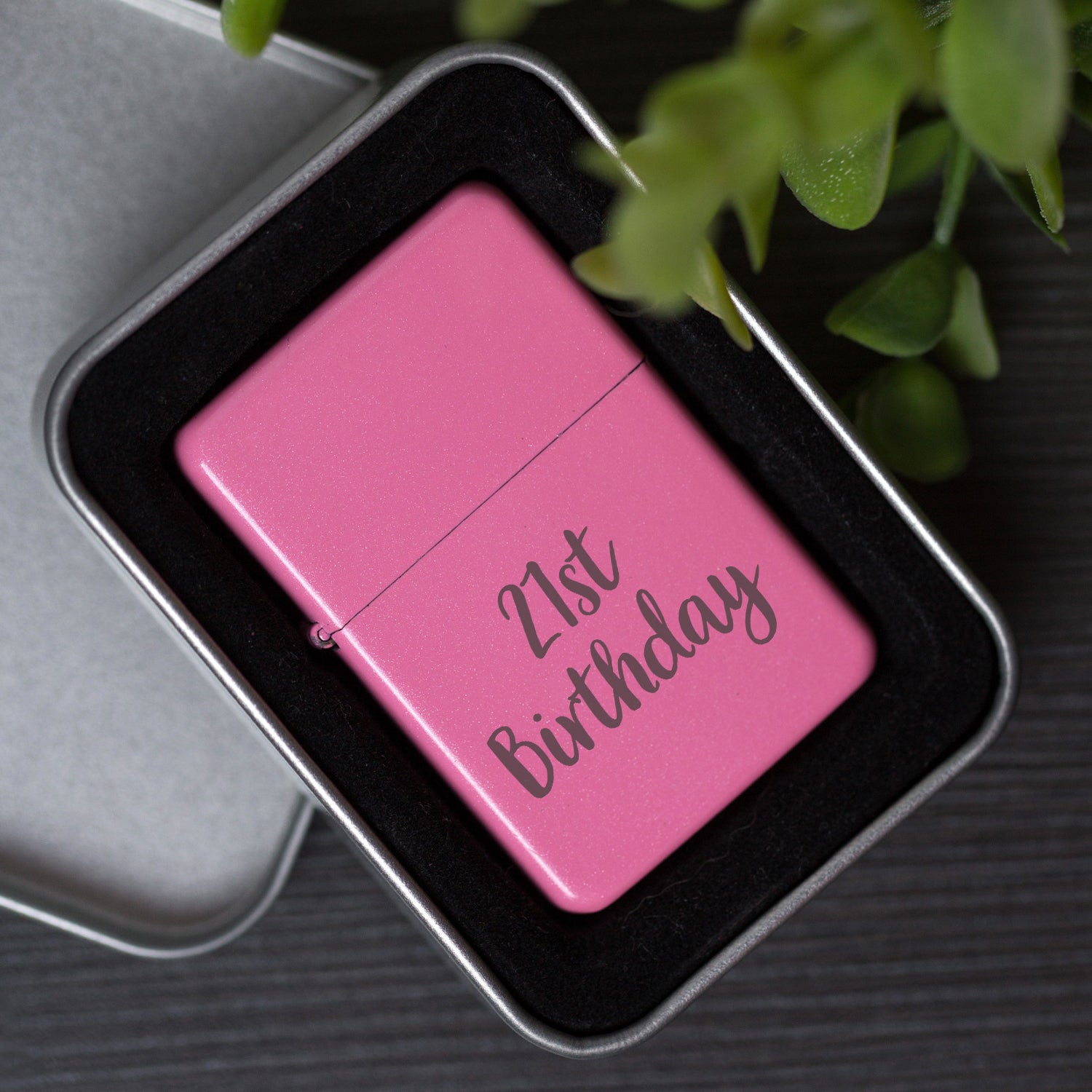 Engraved 21st Birthday Pink Lighter & Gift Box - Lighters