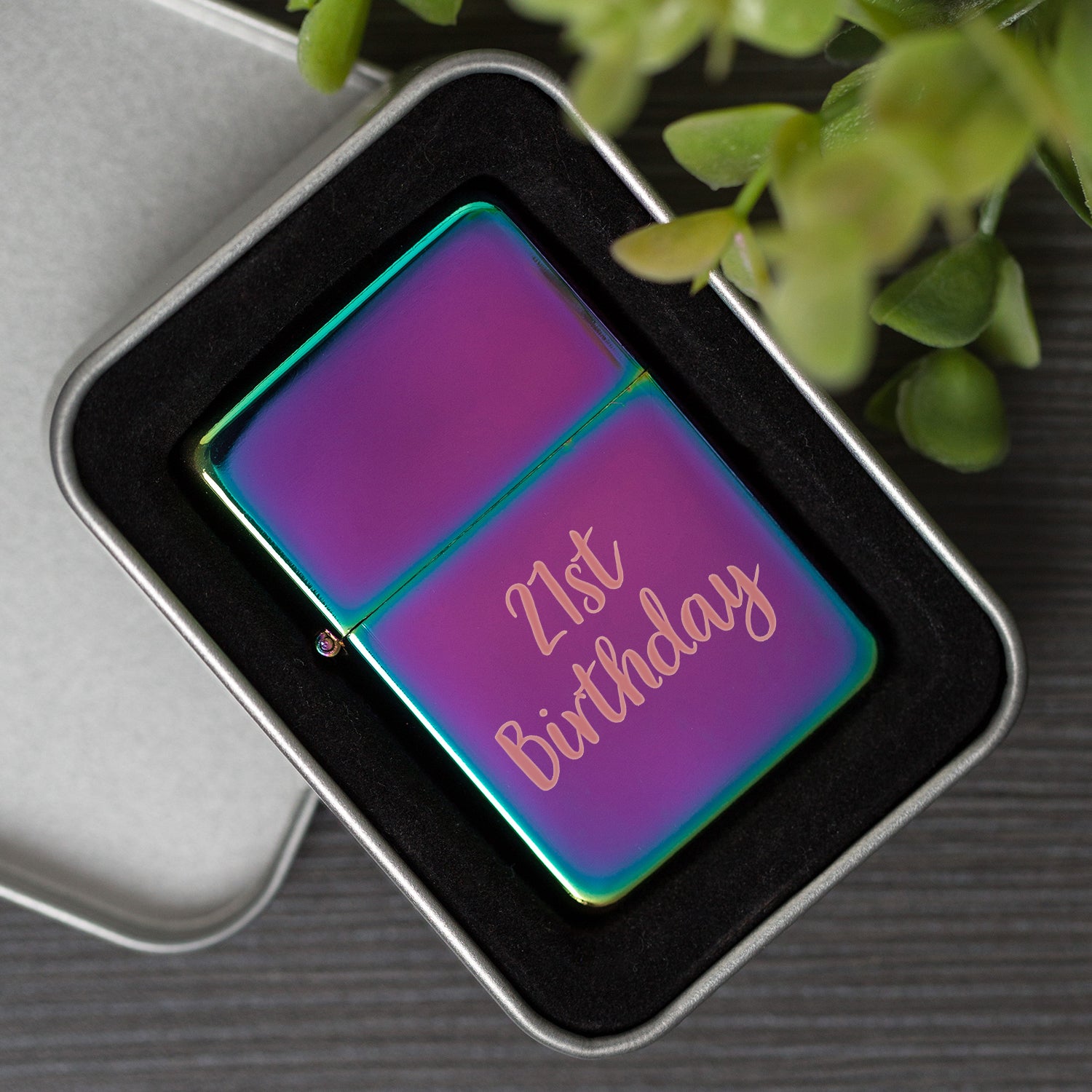 Engraved 21st Birthday Rainbow Lighter & Gift Box - Lighters