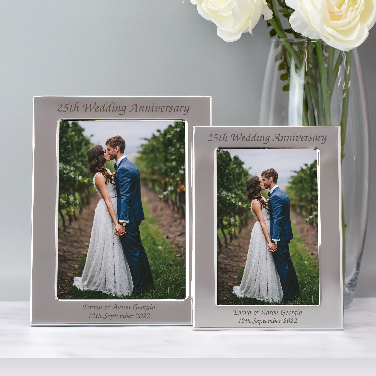 Personalised Silver 25th Wedding Anniversary Photo Frame - Photo Frames