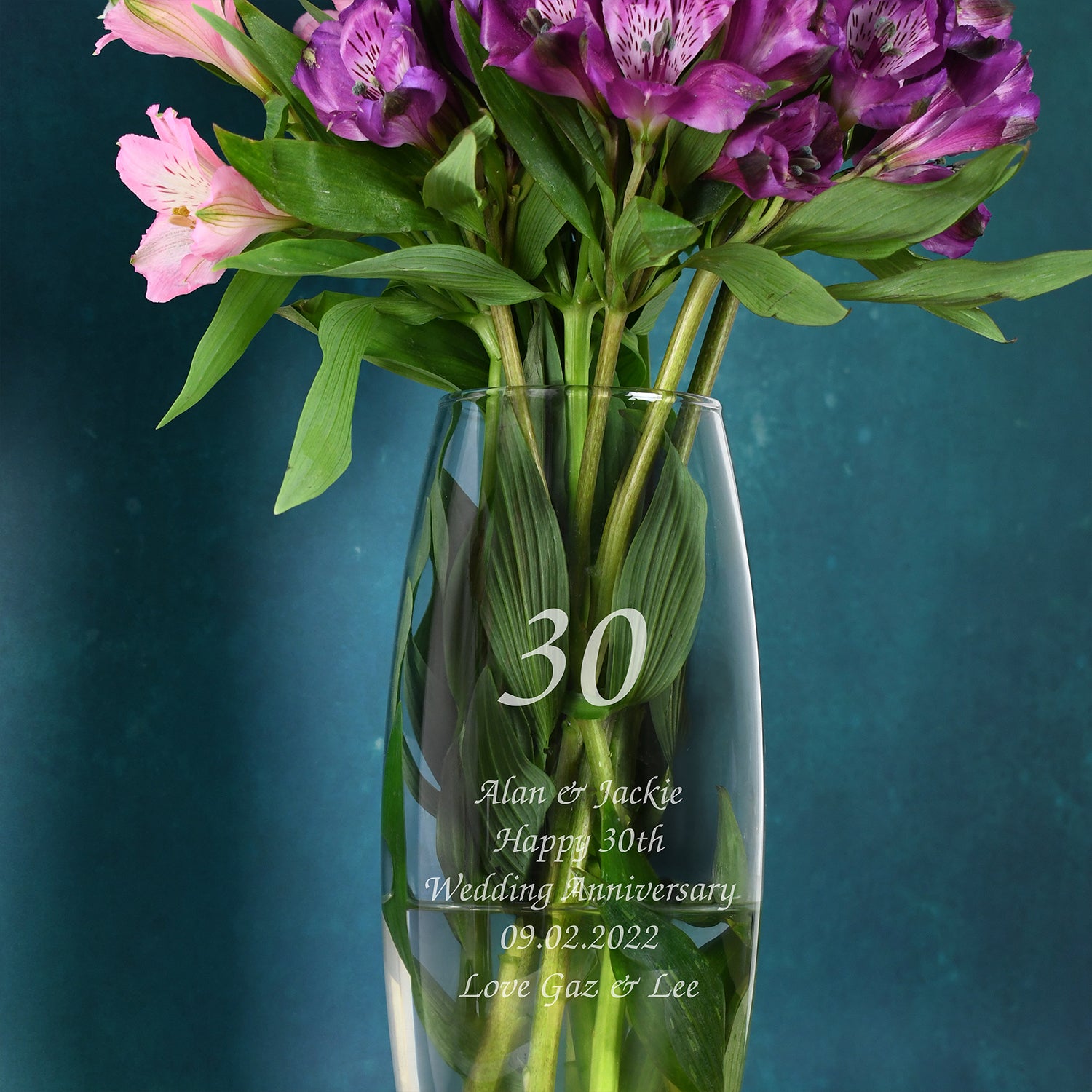 Personalised 30 Years Glass Bullet Vase - Bullet Vase