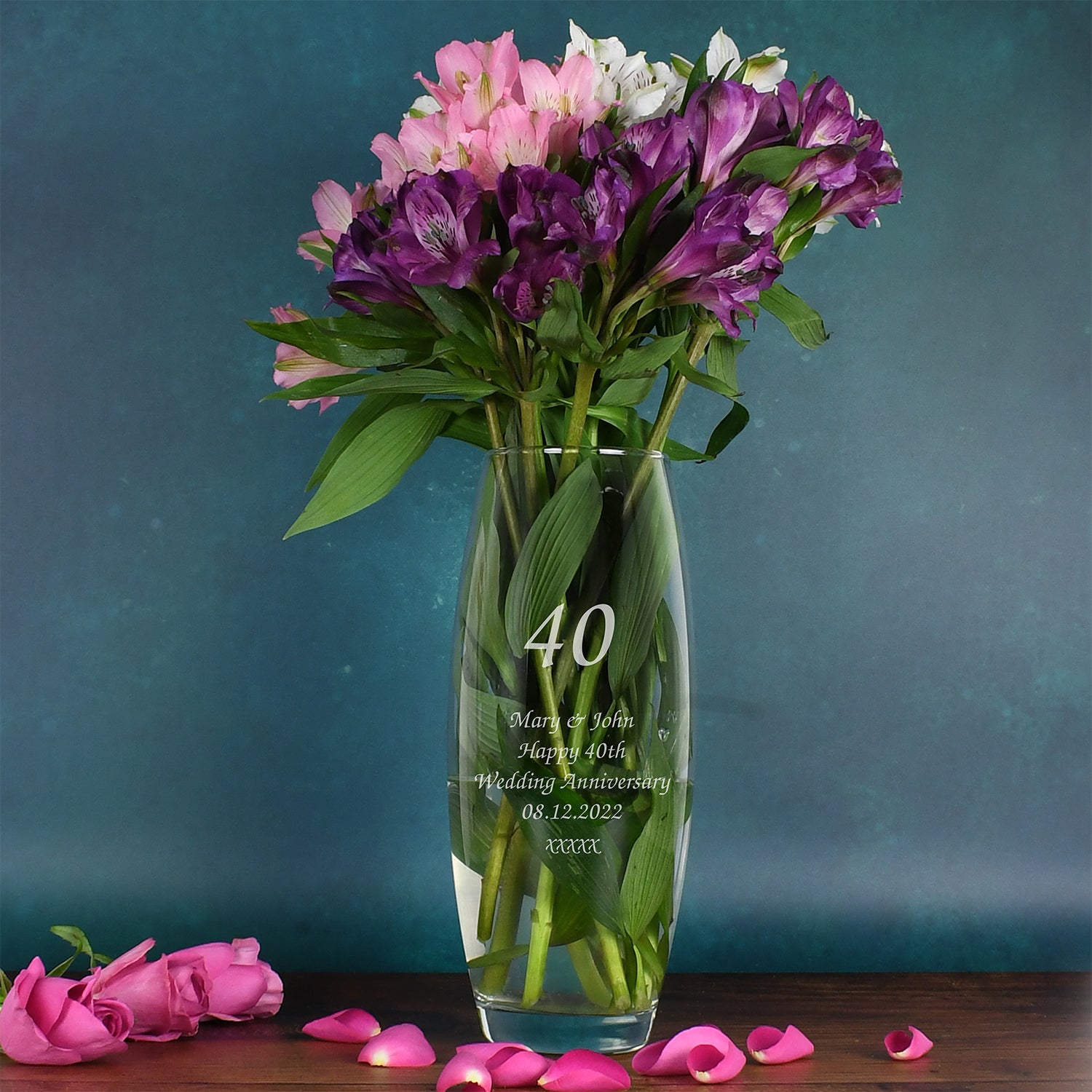 Personalised 40 Years Glass Bullet Vase - Bullet Vase