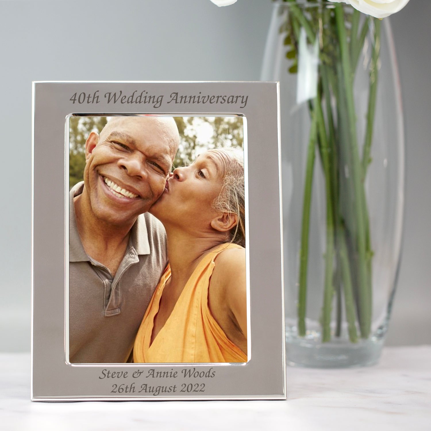 Personalised Silver 40th Wedding Anniversary Photo Frame - Photo Frames