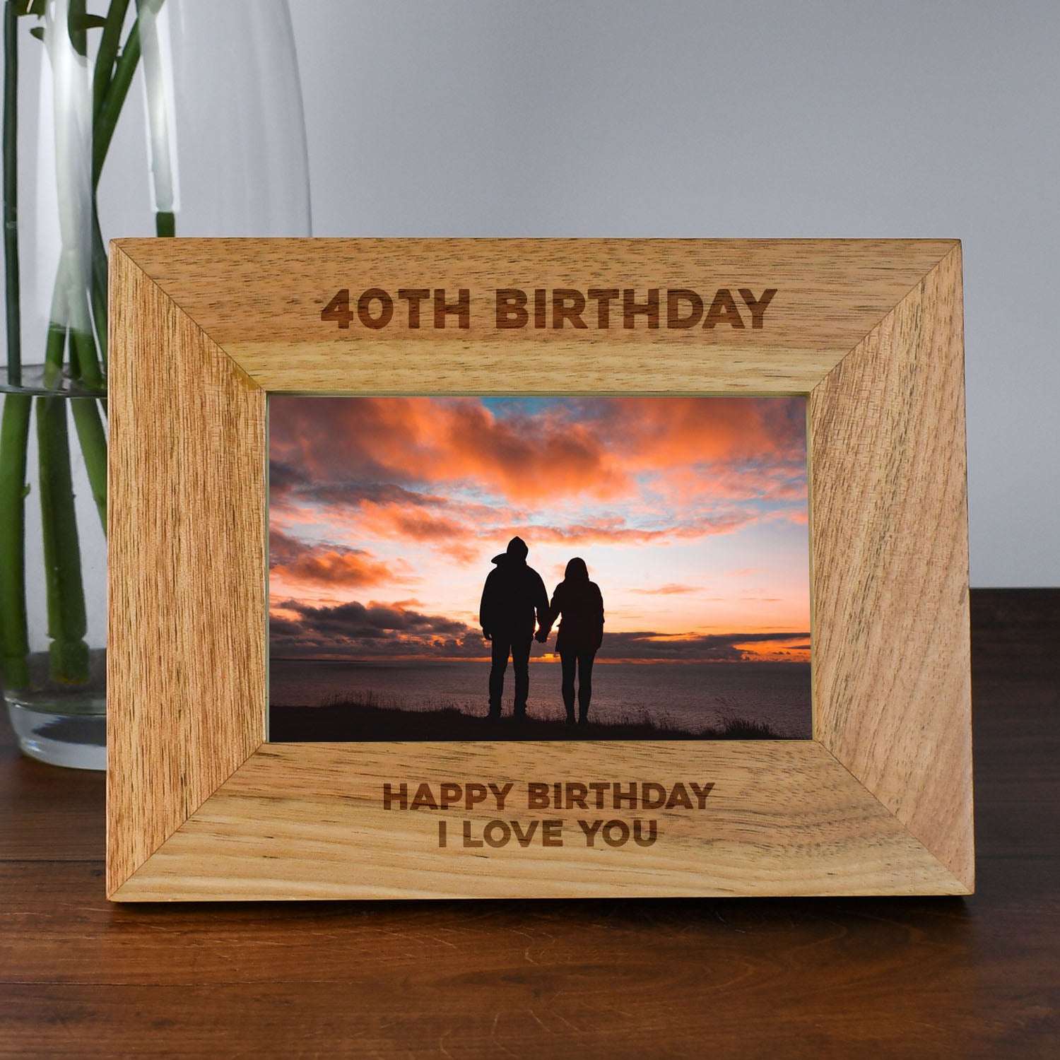 Personalised Wooden 6x4 Landscape 40th Birthday Frame - Photo Frames