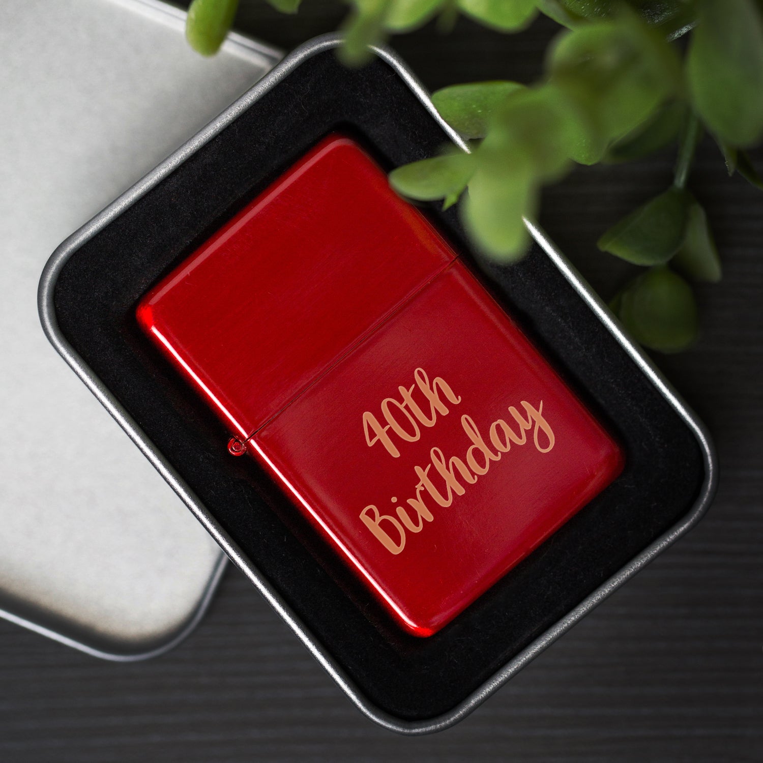 Engraved 40th Birthday Red Ice Lighter & Gift Box - Lighters