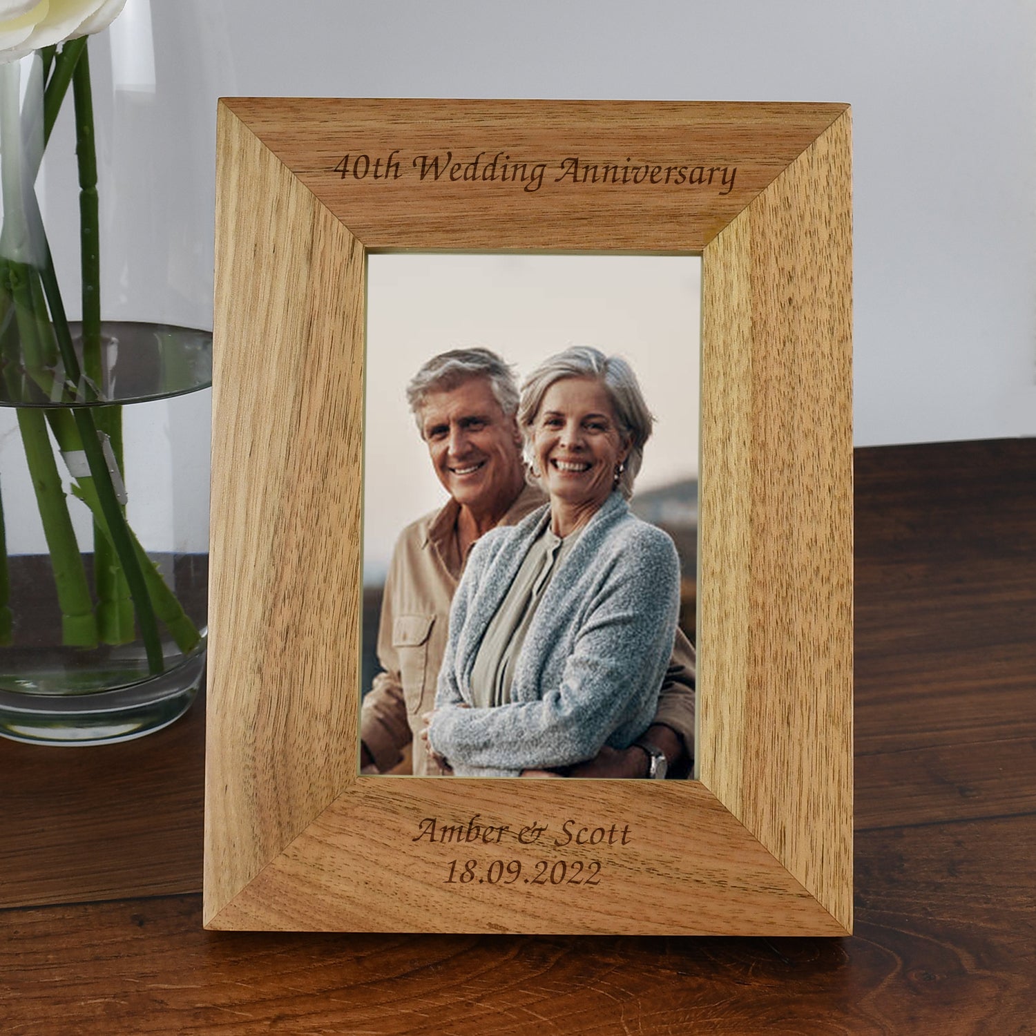 Personalised Wooden 4x6 40th Wedding Anniversary Frame - Photo Frames
