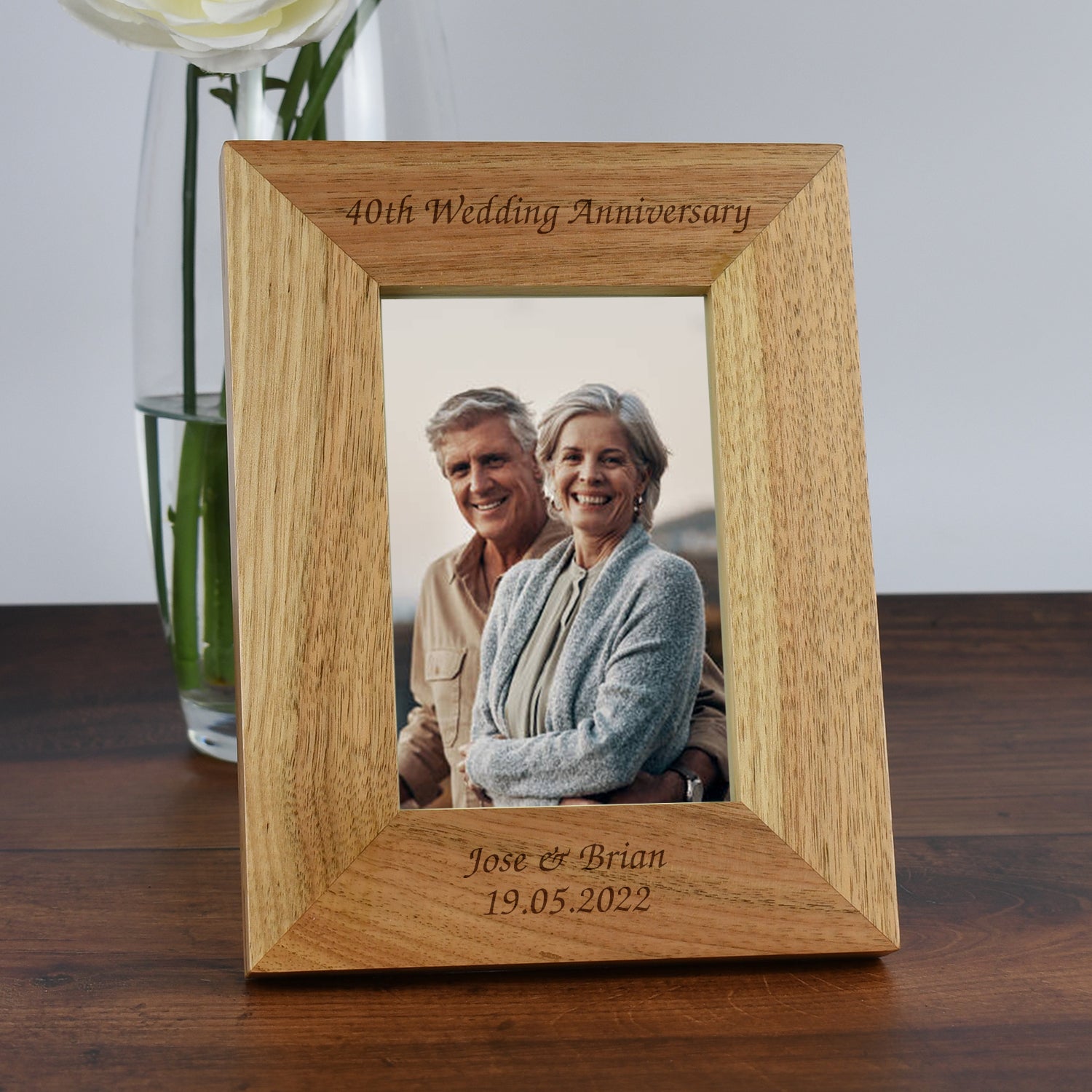 Personalised Wooden 4x6 40th Wedding Anniversary Frame - Photo Frames