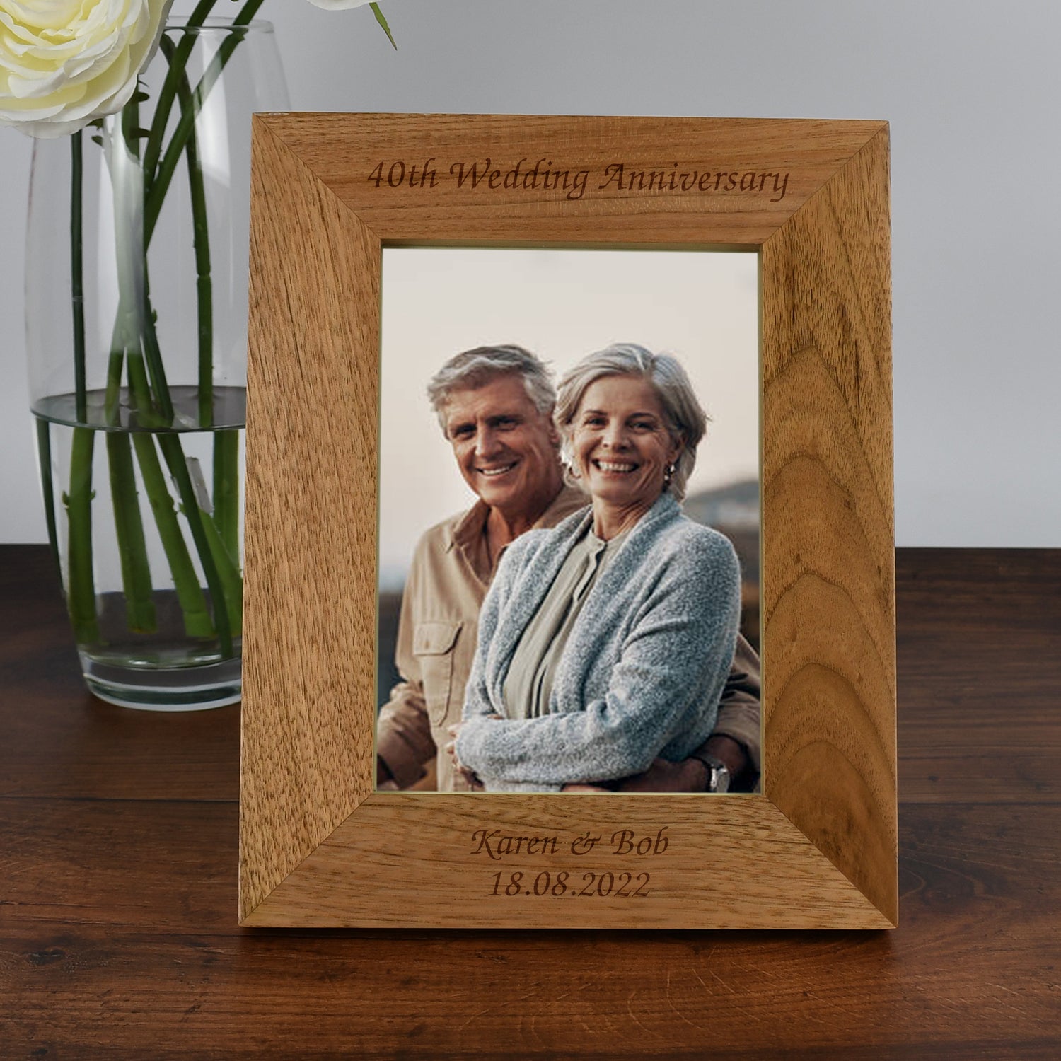 Personalised Wooden 5x7 40th Wedding Anniversary Frame - Photo Frames