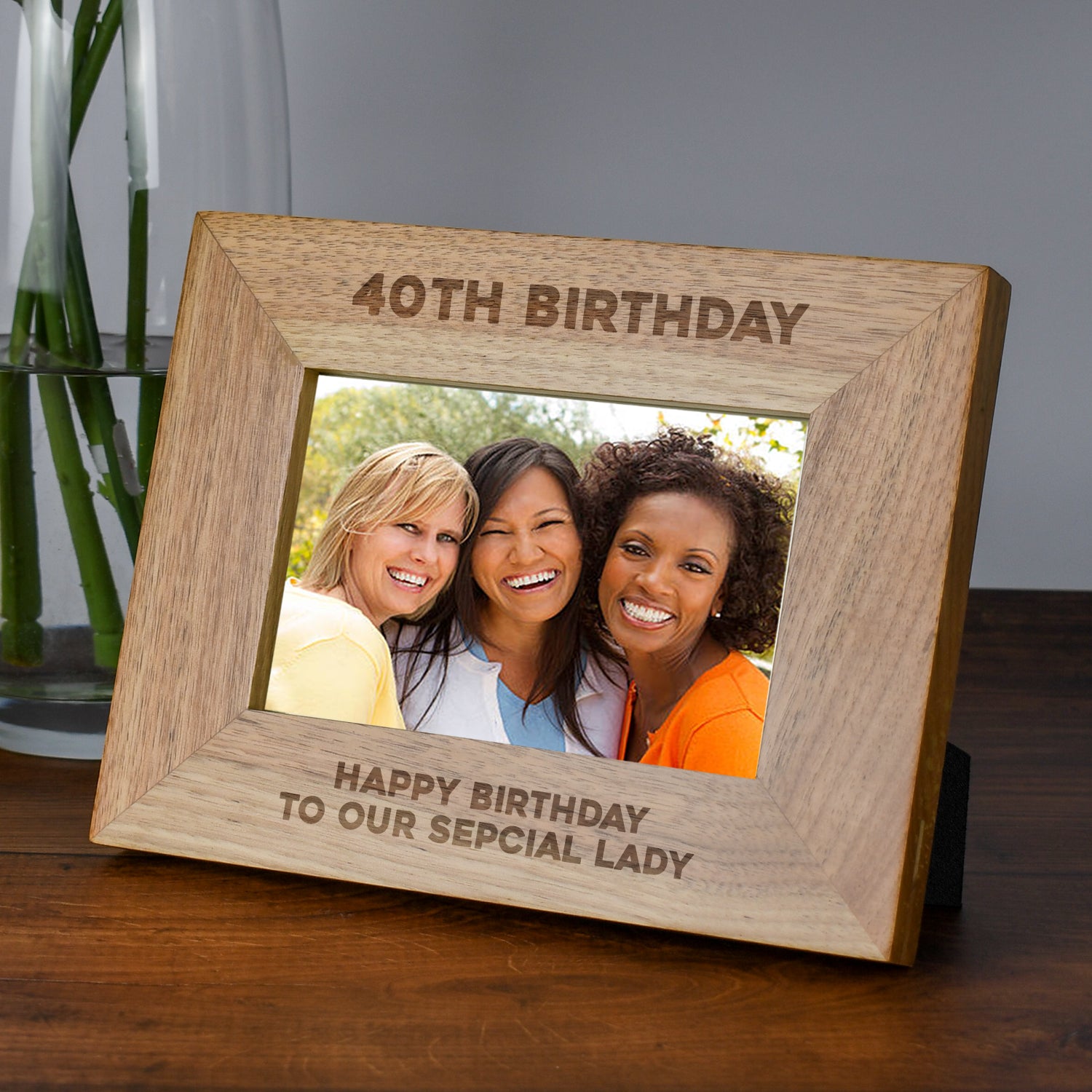 Personalised Wooden 6x4 Landscape 40th Birthday Frame - Photo Frames