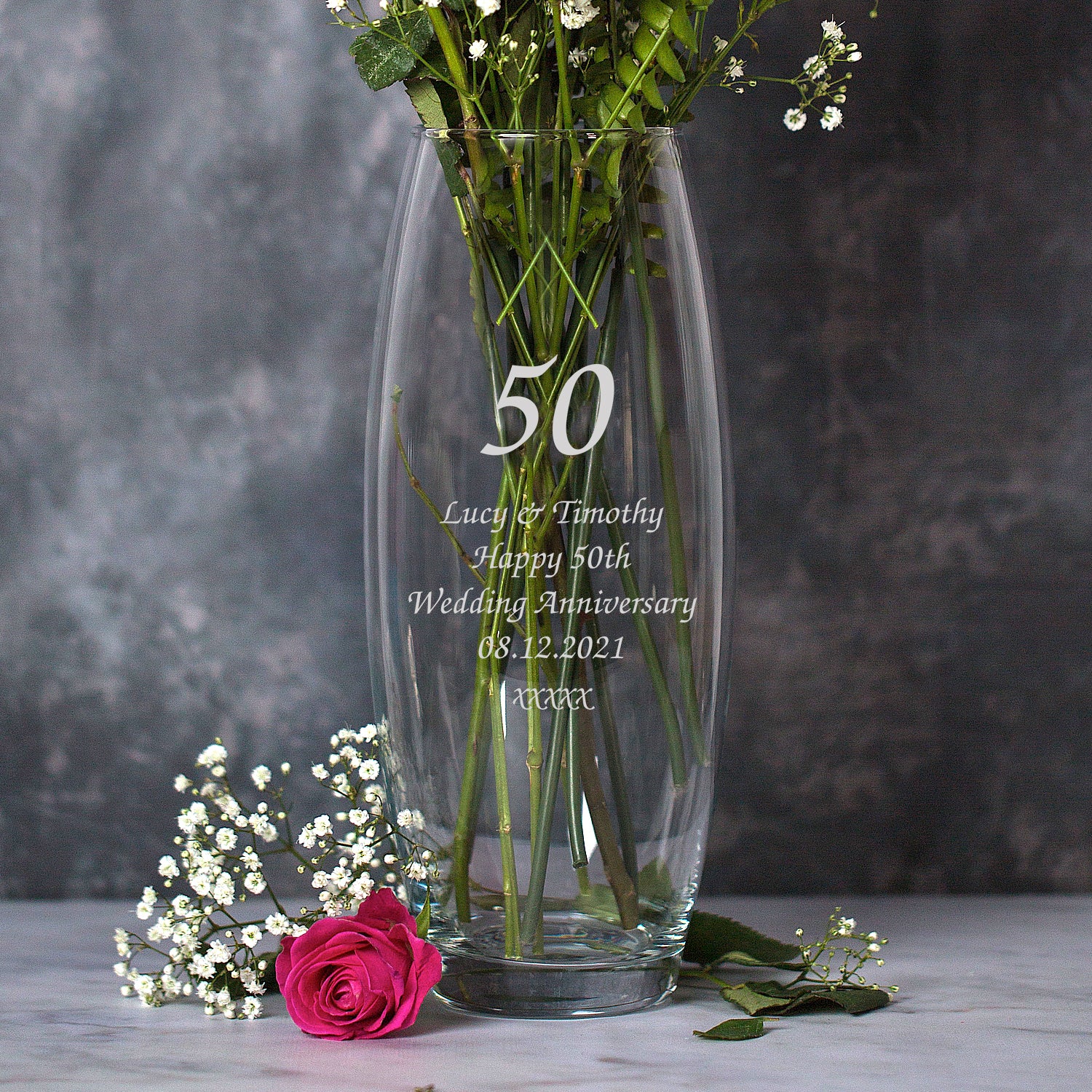 Personalised 50 Years Glass Bullet Vase - Bullet Vase