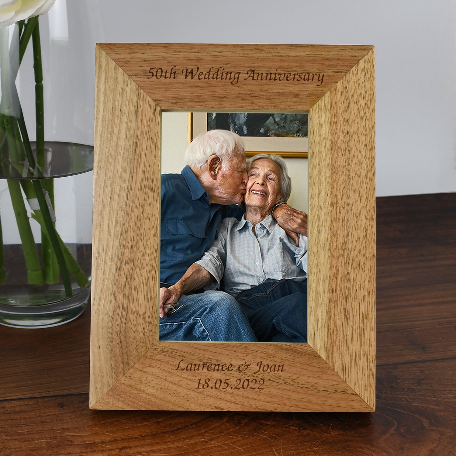 Personalised Wooden 4x6 50th Wedding Anniversary Frame - Photo Frames