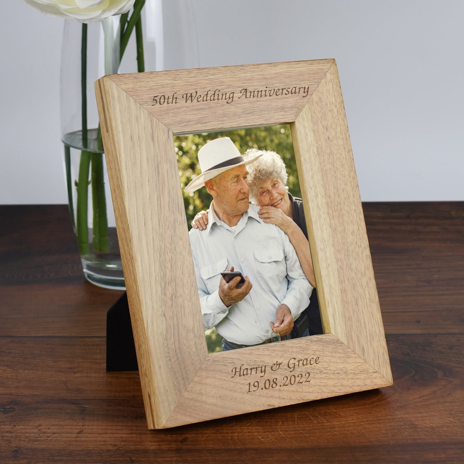 Personalised Wooden 4x6 50th Wedding Anniversary Frame - Photo Frames