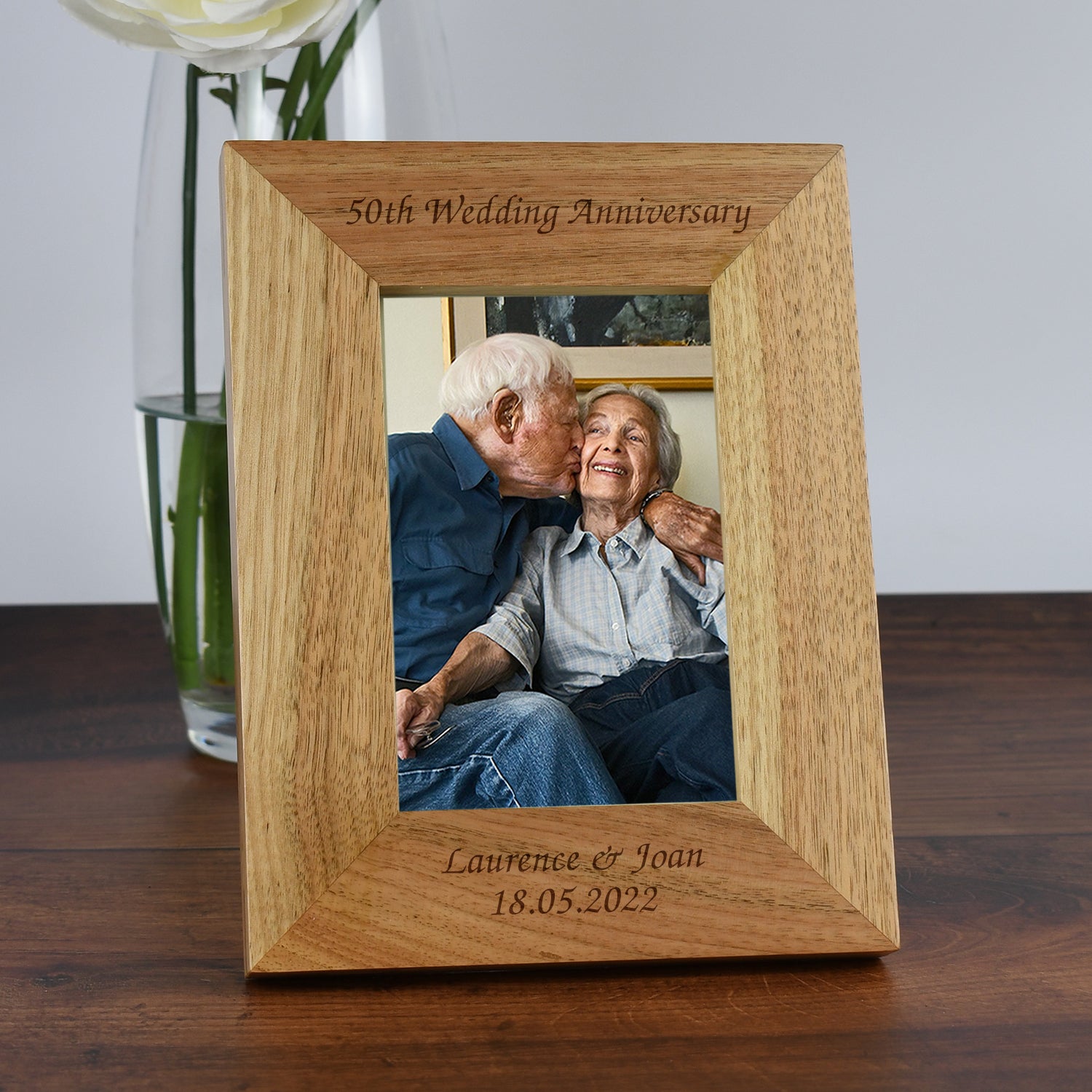 Personalised Wooden 4x6 50th Wedding Anniversary Frame - Photo Frames