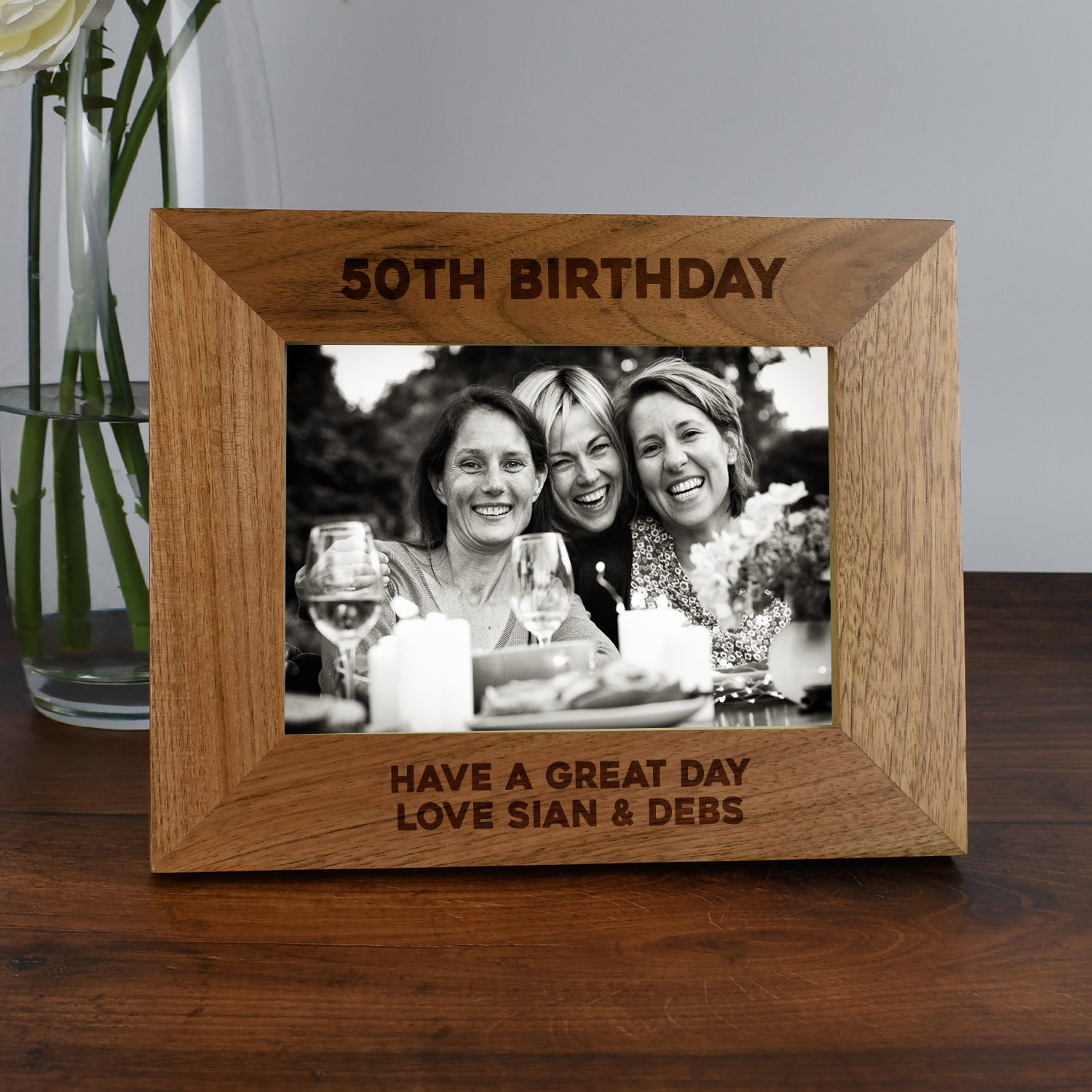 Personalised Wooden 7x5 Landscape 50th Birthday Frame - Photo Frames