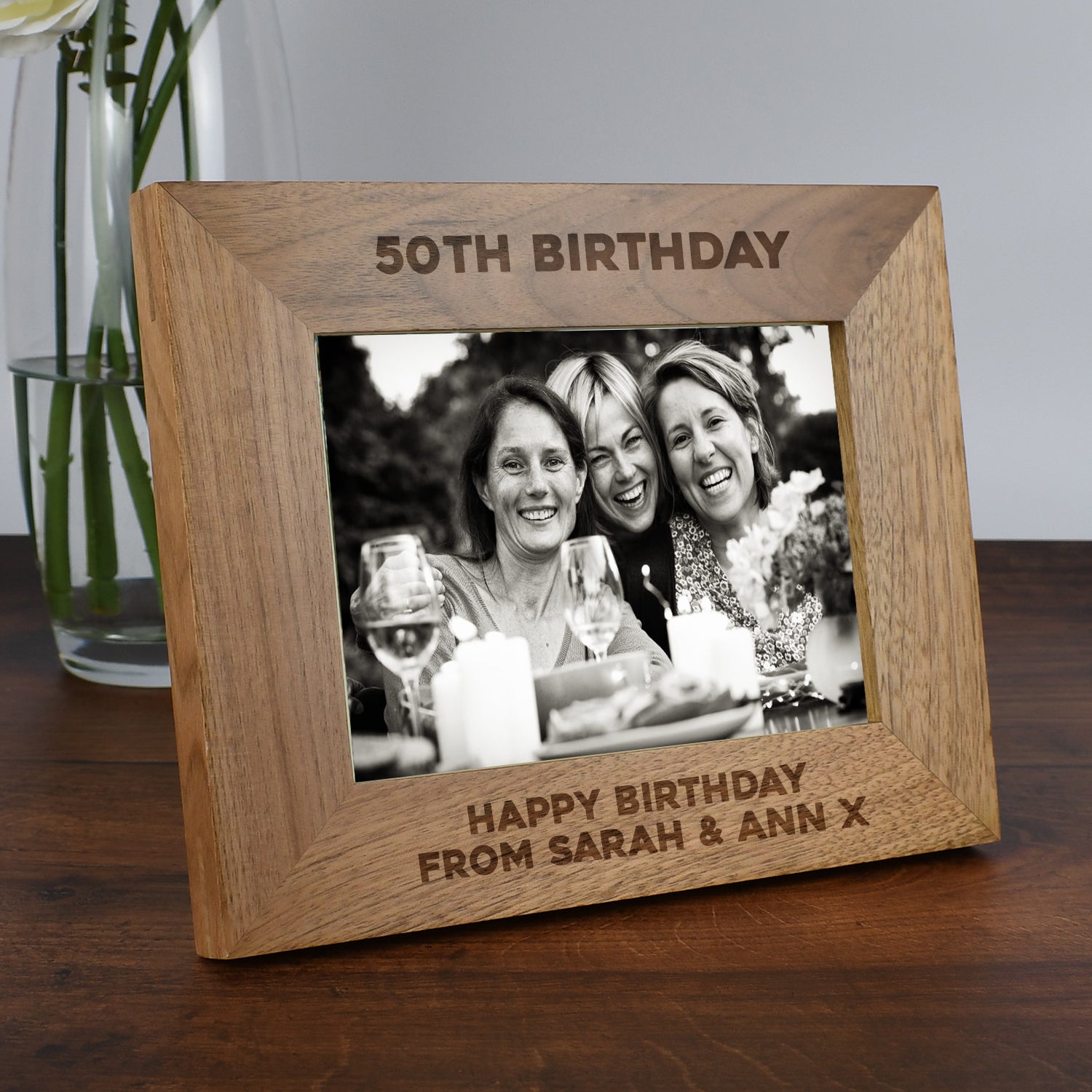 Personalised Wooden 7x5 Landscape 50th Birthday Frame - Photo Frames