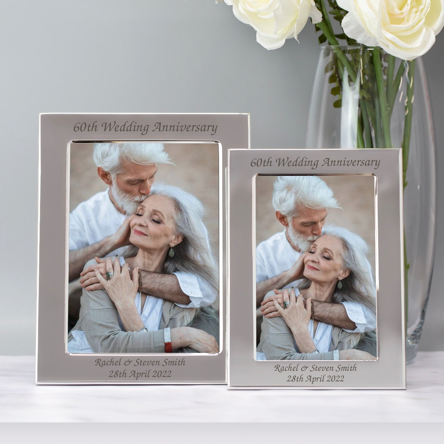 Personalised Silver 60th Wedding Anniversary Photo Frame - Photo Frames