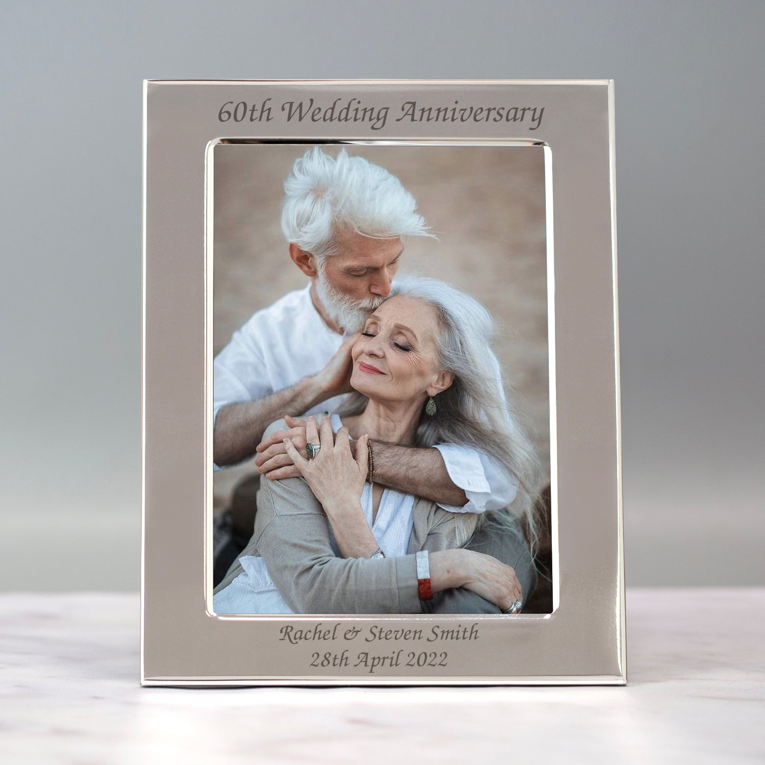 Personalised Silver 60th Wedding Anniversary Photo Frame - Photo Frames