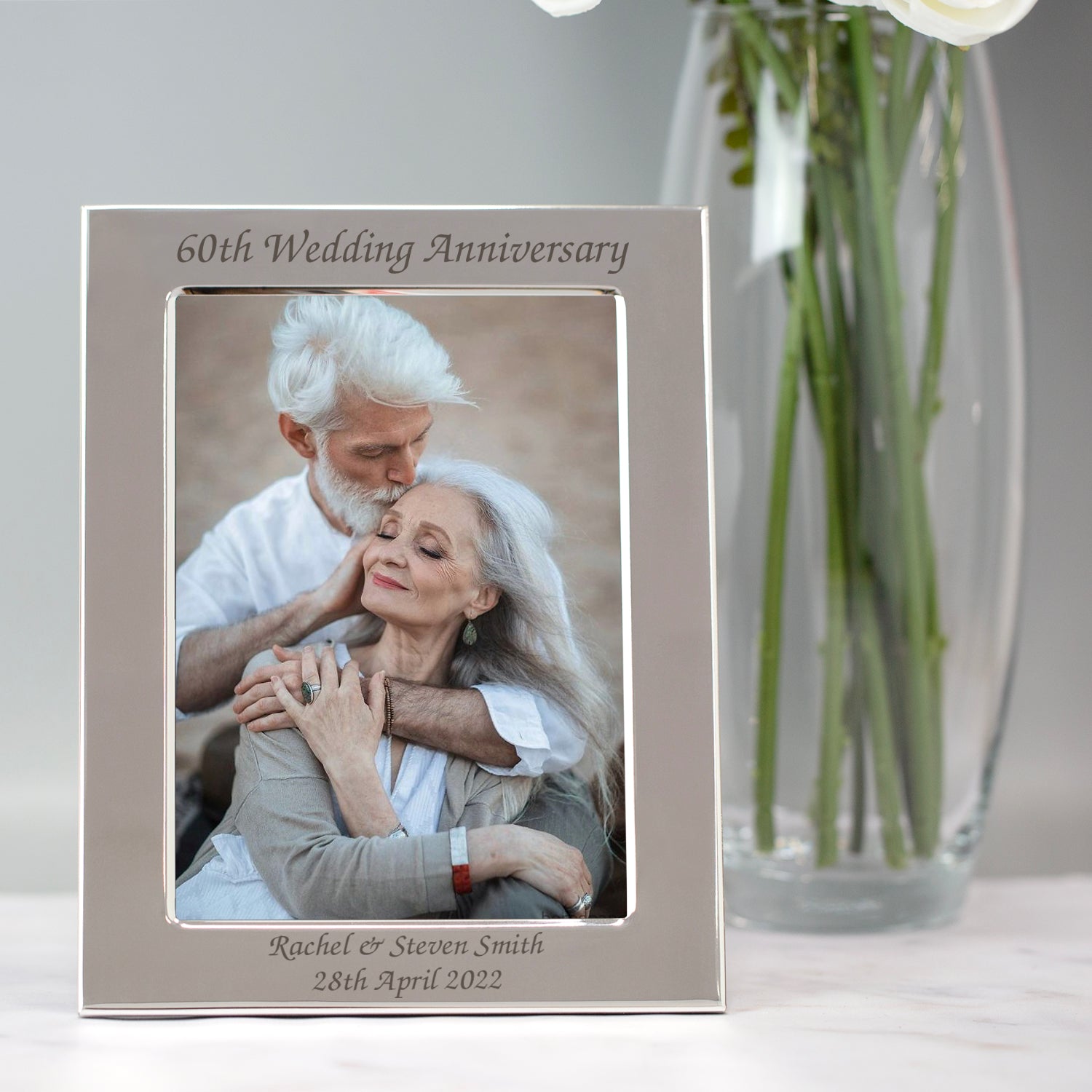 Personalised Silver 60th Wedding Anniversary Photo Frame - Photo Frames