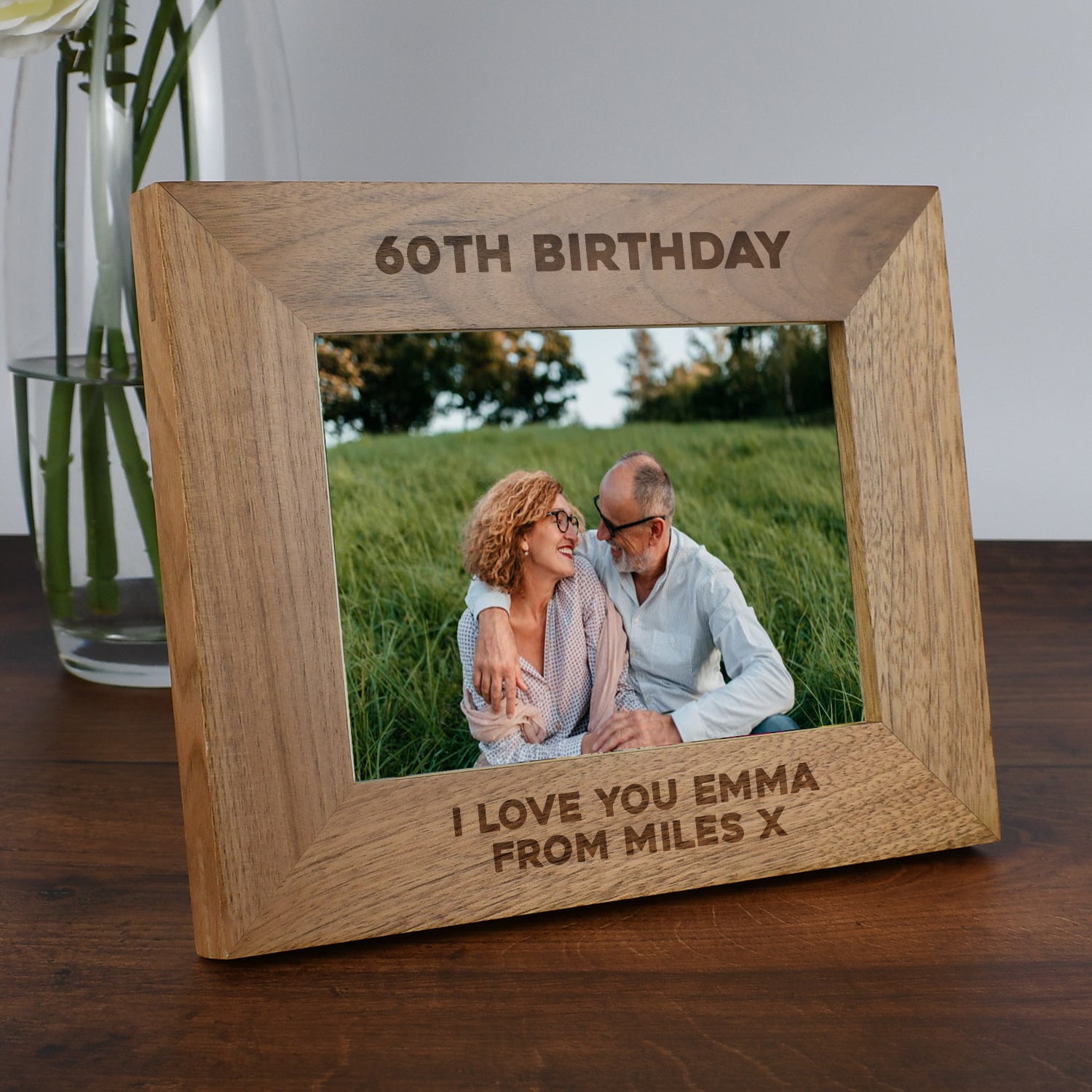 Personalised Wooden 7x5 Landscape 60th Birthday Frame - Photo Frames