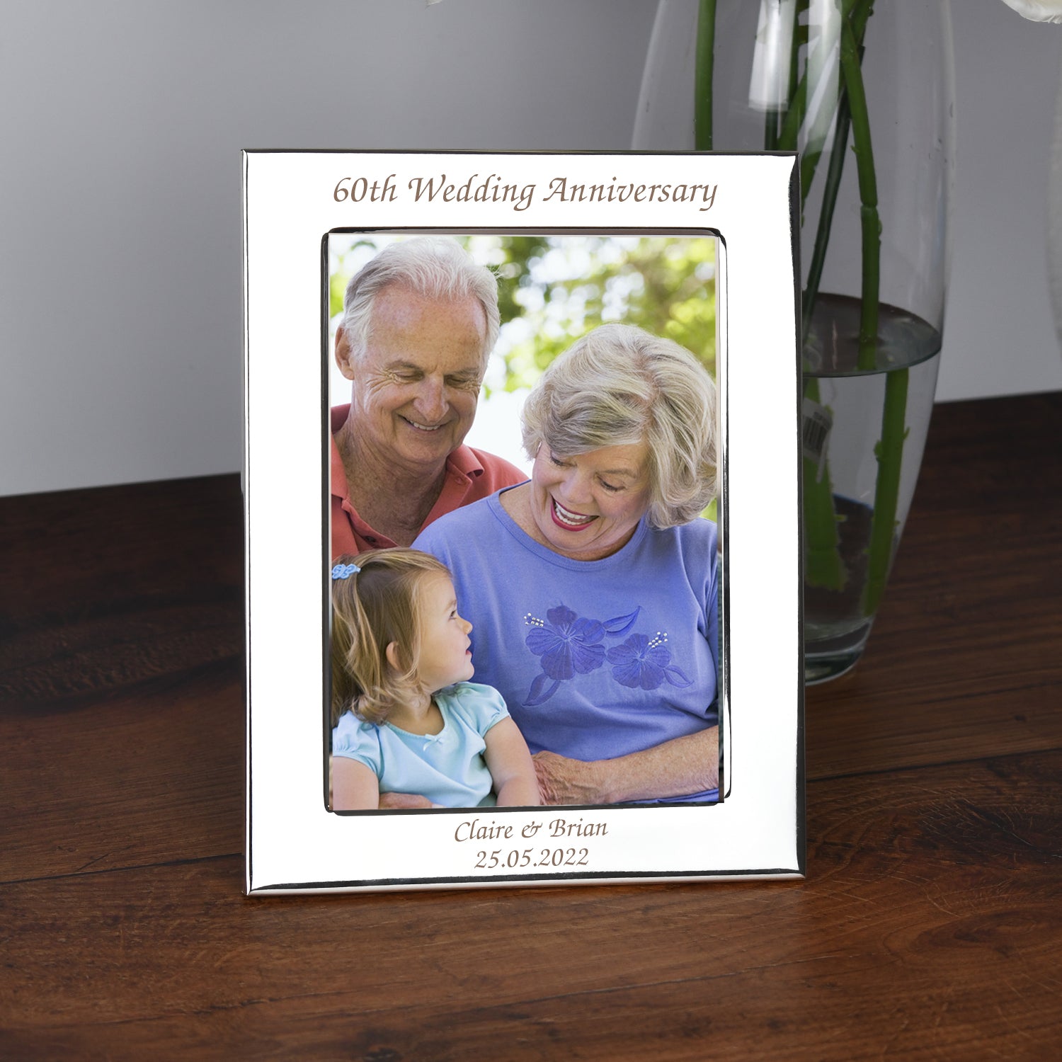 Personalised Silver 60th Wedding Anniversary Photo Frame - Photo Frames