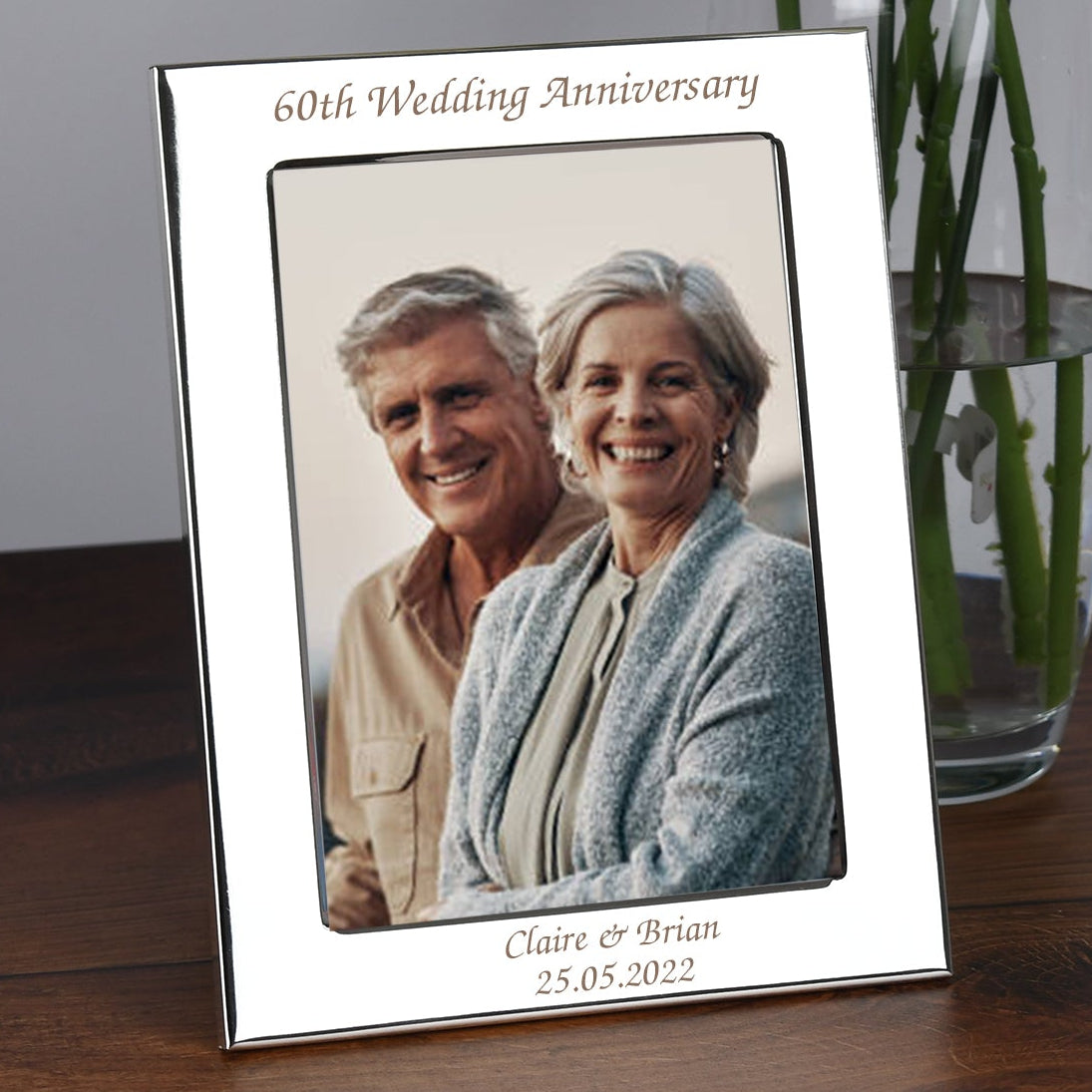 Personalised Silver 60th Wedding Anniversary Photo Frame - Photo Frames