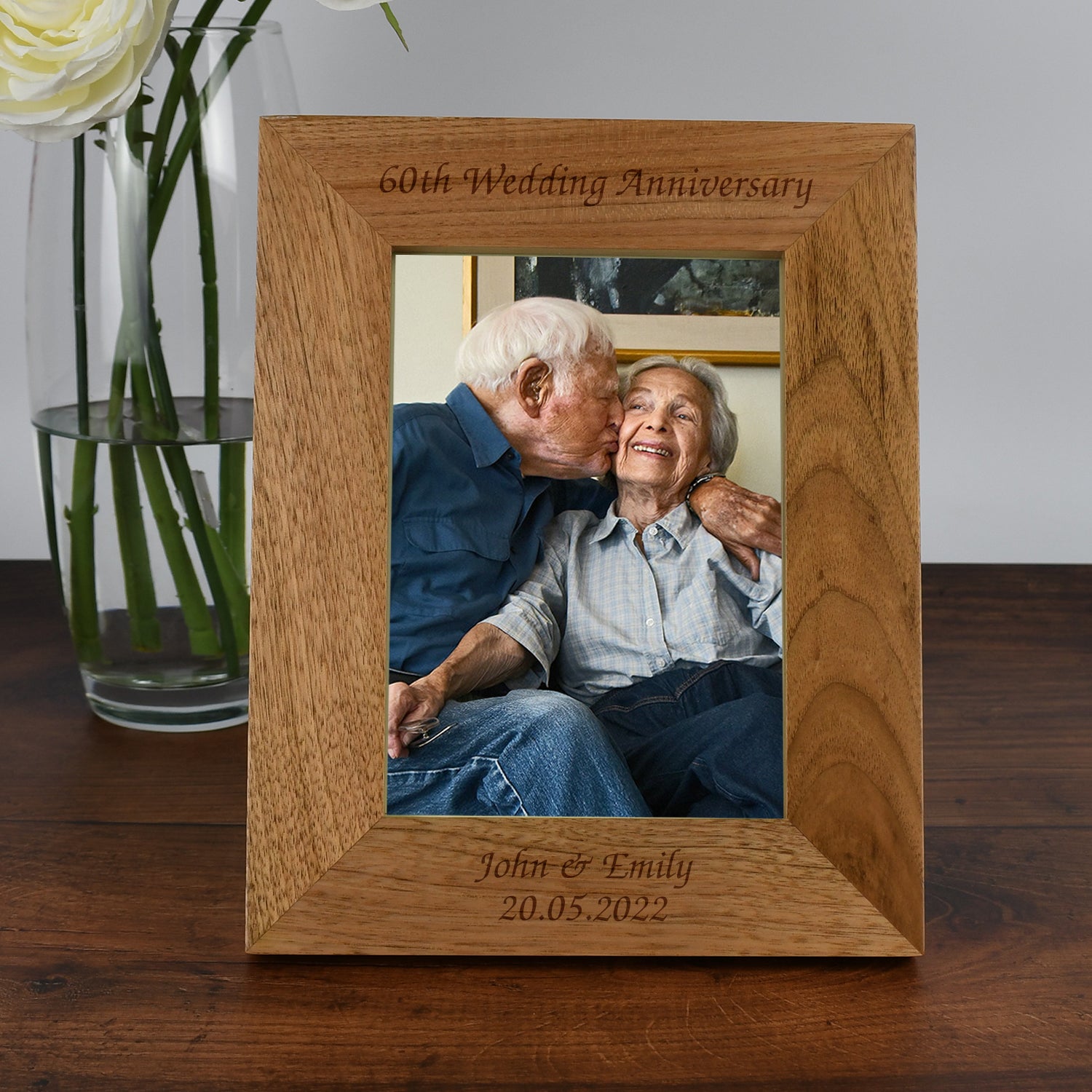 Personalised Wooden 5x7 60th Wedding Anniversary Frame - Photo Frames