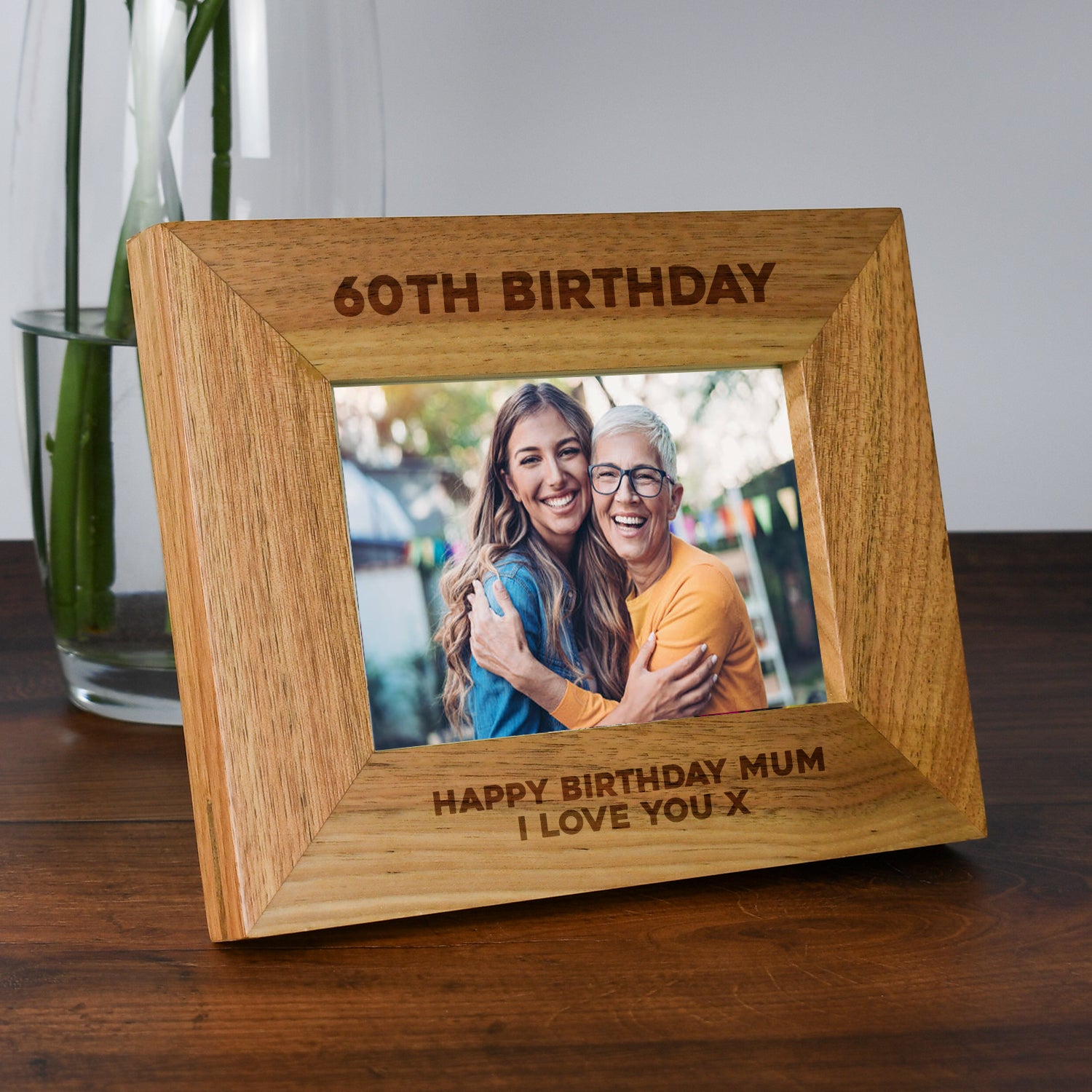 Personalised Wooden 6x4 Landscape 60th Birthday Frame - Photo Frames
