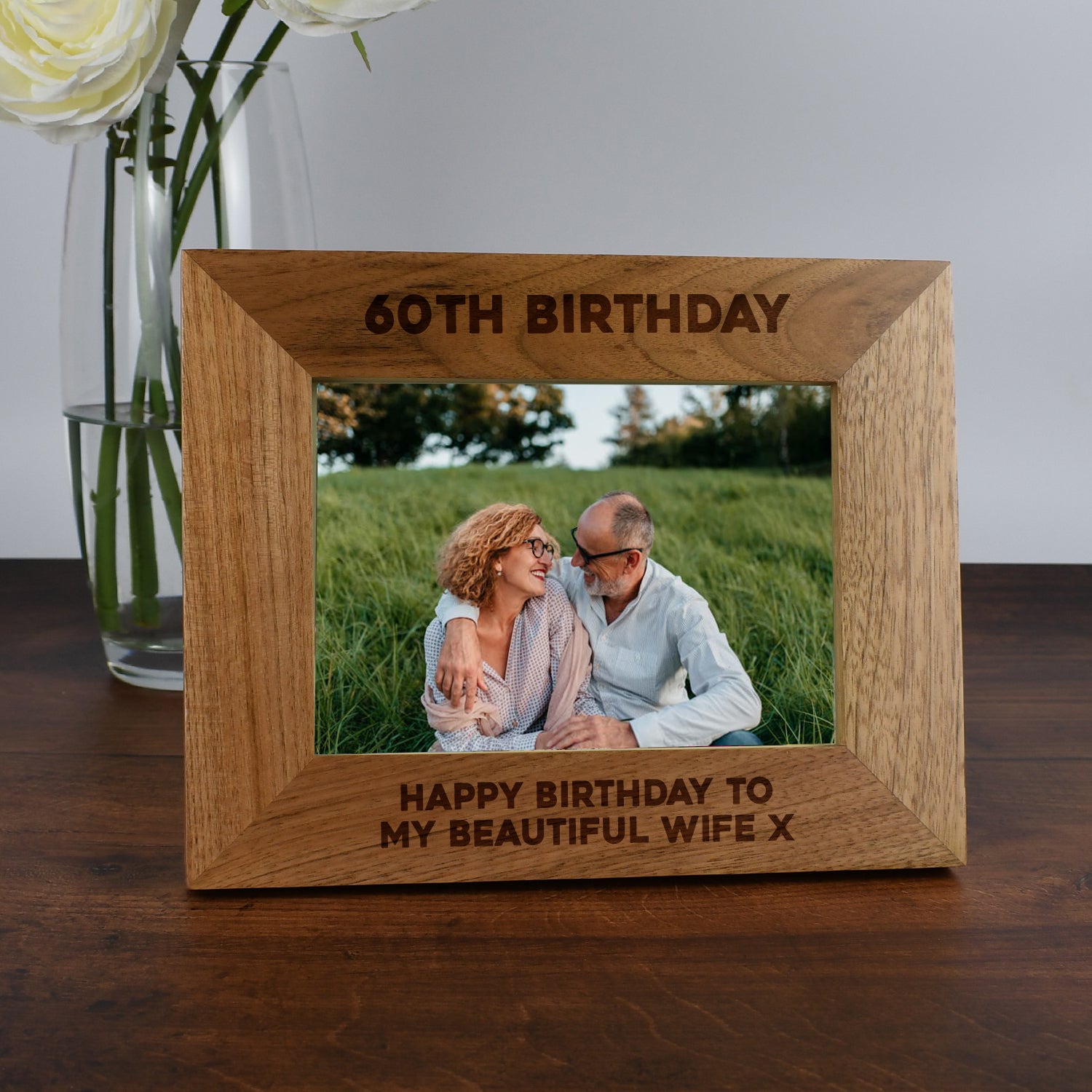 Personalised Wooden 7x5 Landscape 60th Birthday Frame - Photo Frames