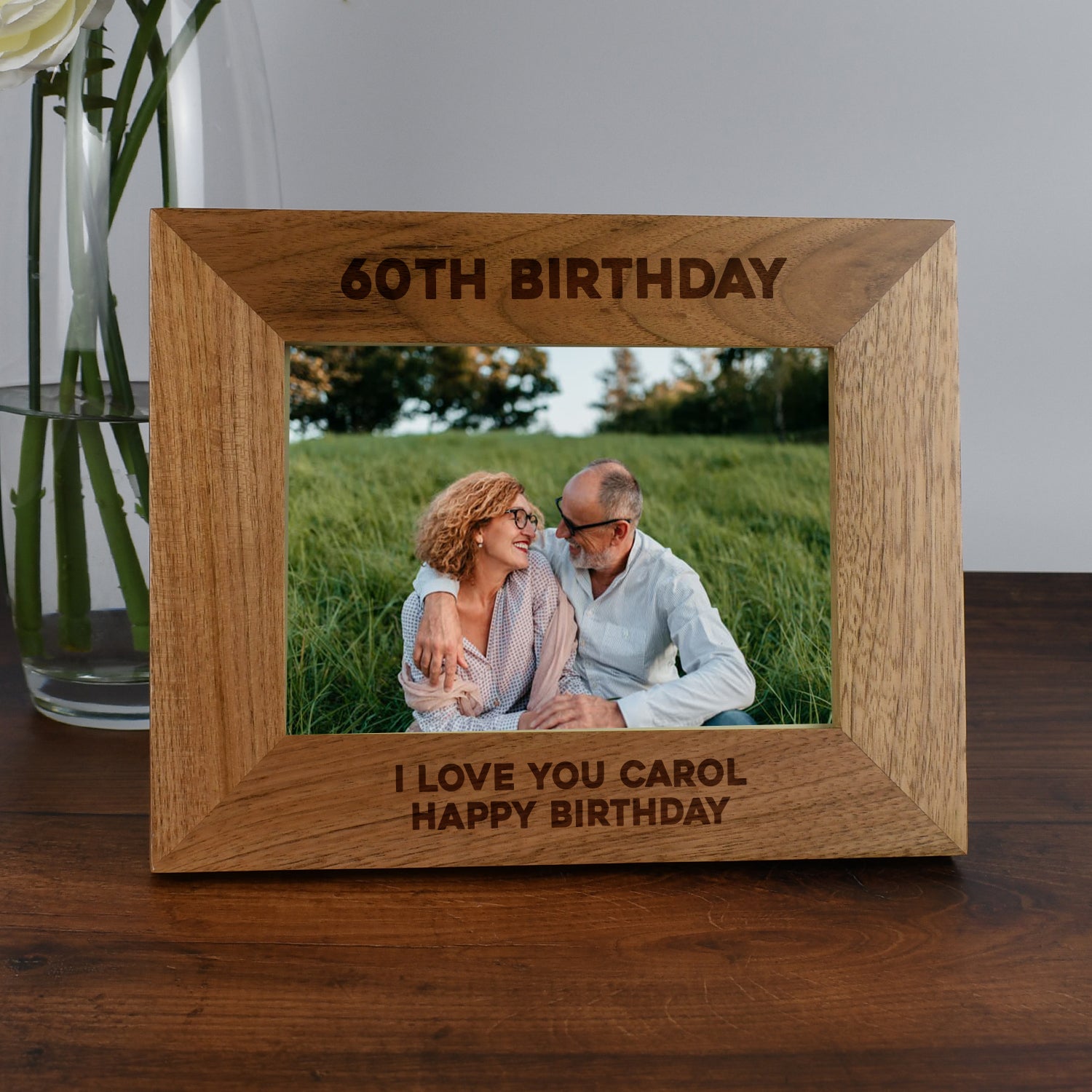 Personalised Wooden 7x5 Landscape 60th Birthday Frame - Photo Frames